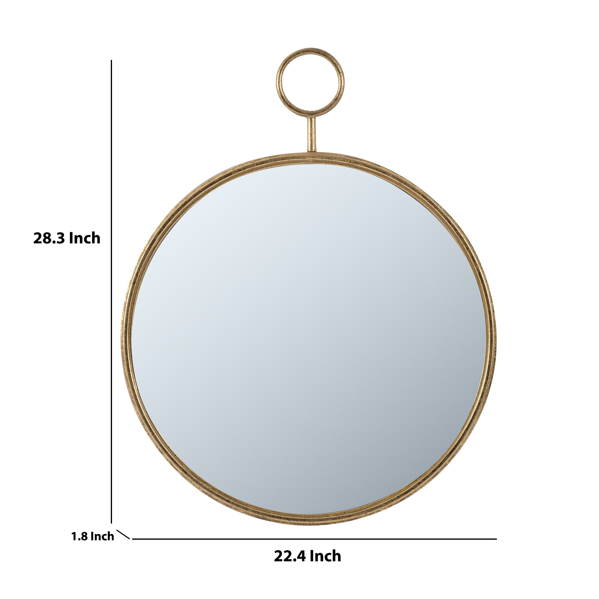 Oval Shape Metal Frame Wall Mirror, Small, Gold