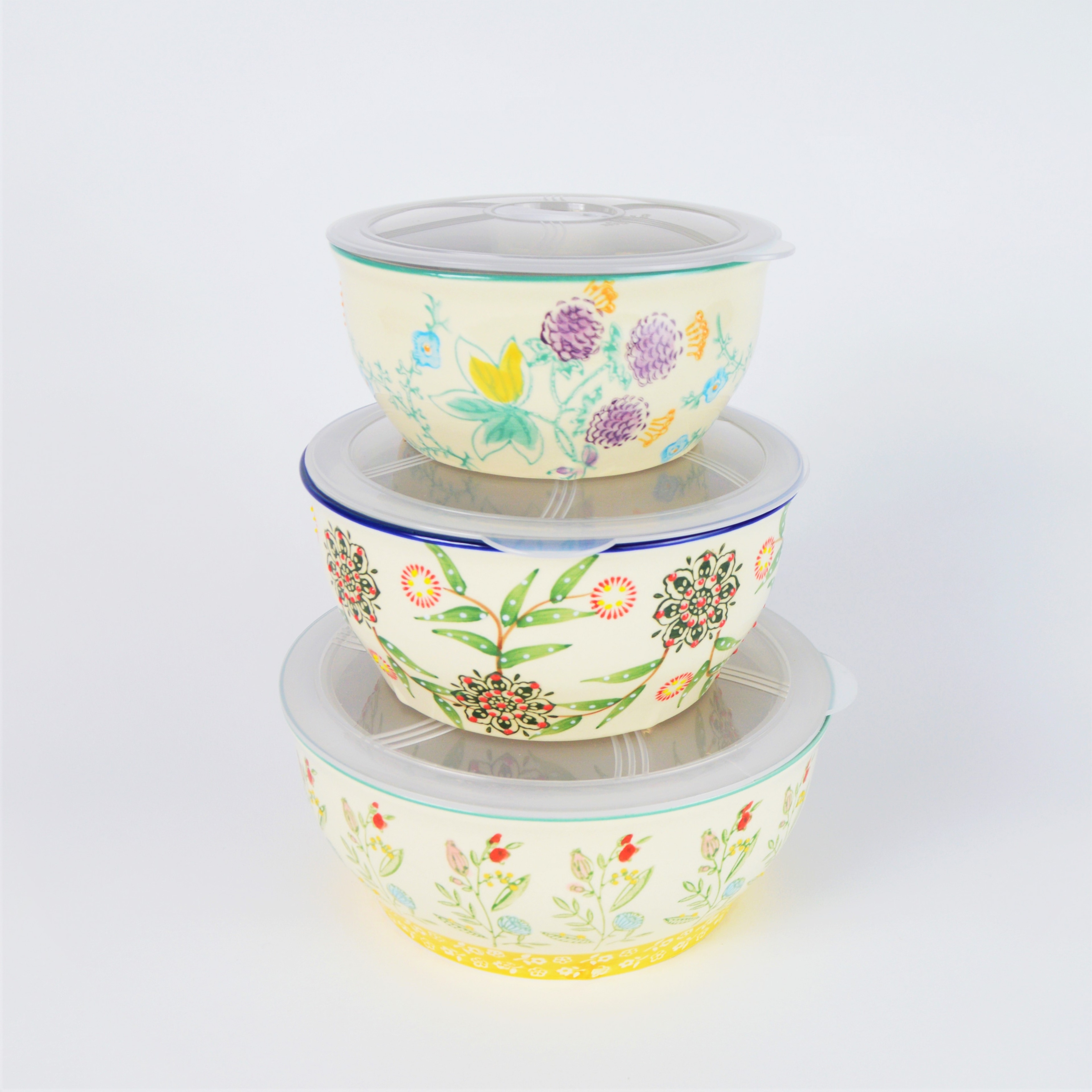 Euro Ceramica Ella 3-Piece Assorted Storage Bowl Set - Set of 3