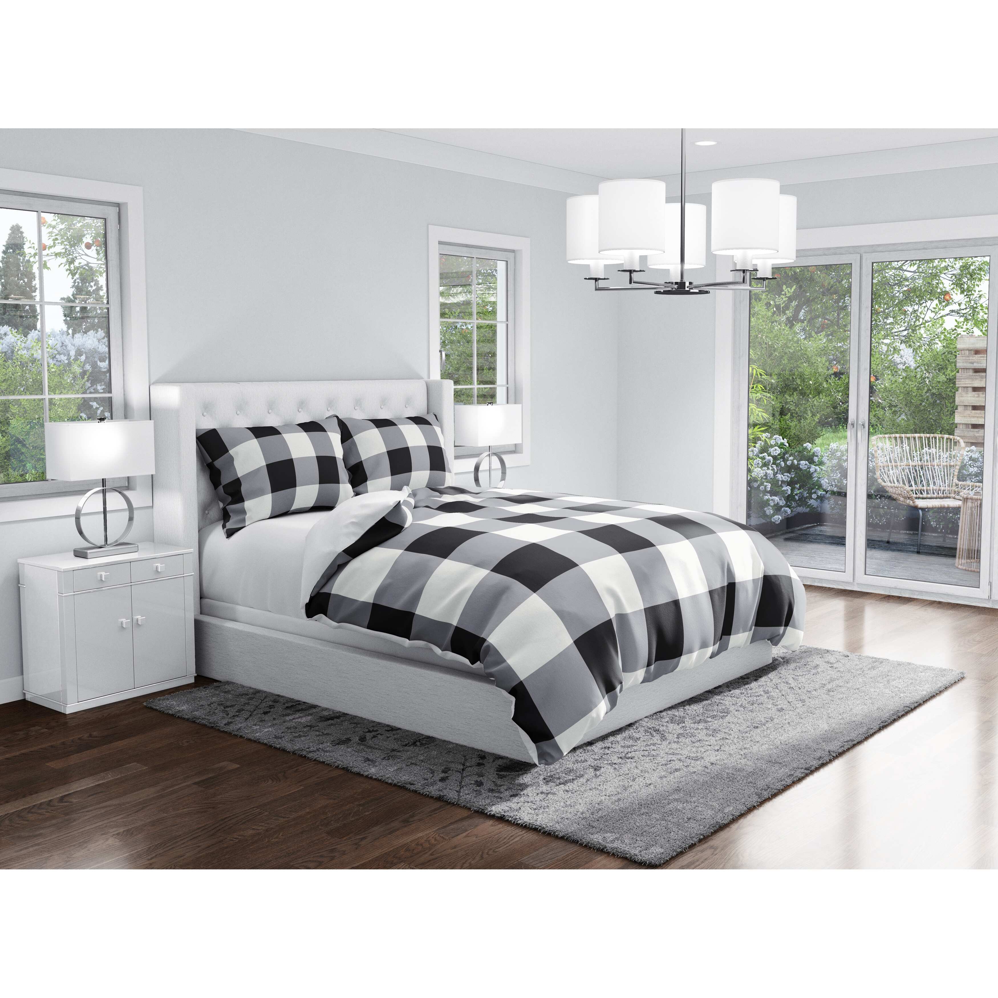HOLIDAY BLACK AND WHITE PLAID Duvet Cover By Kavka Designs