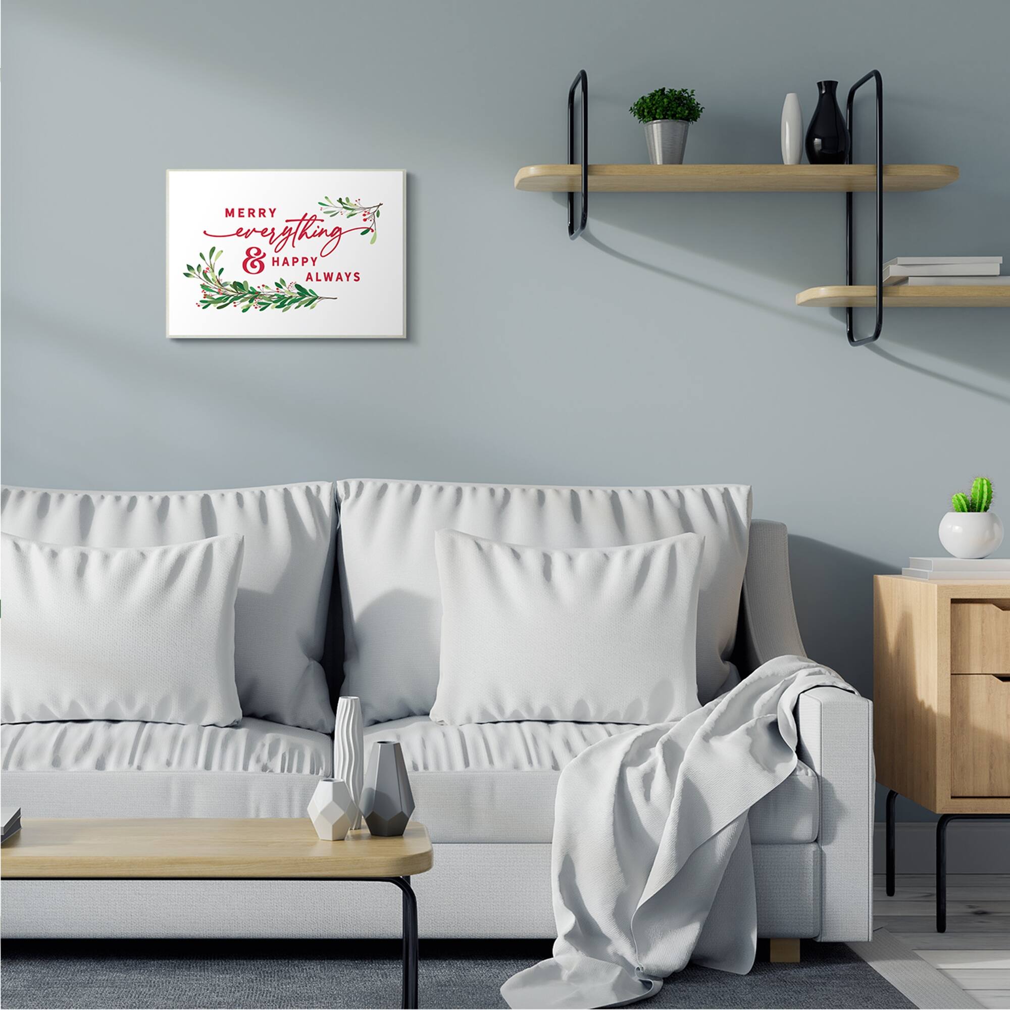Stupell Merry Everything Happy Always Festive Holiday Phrase Wood Wall Art