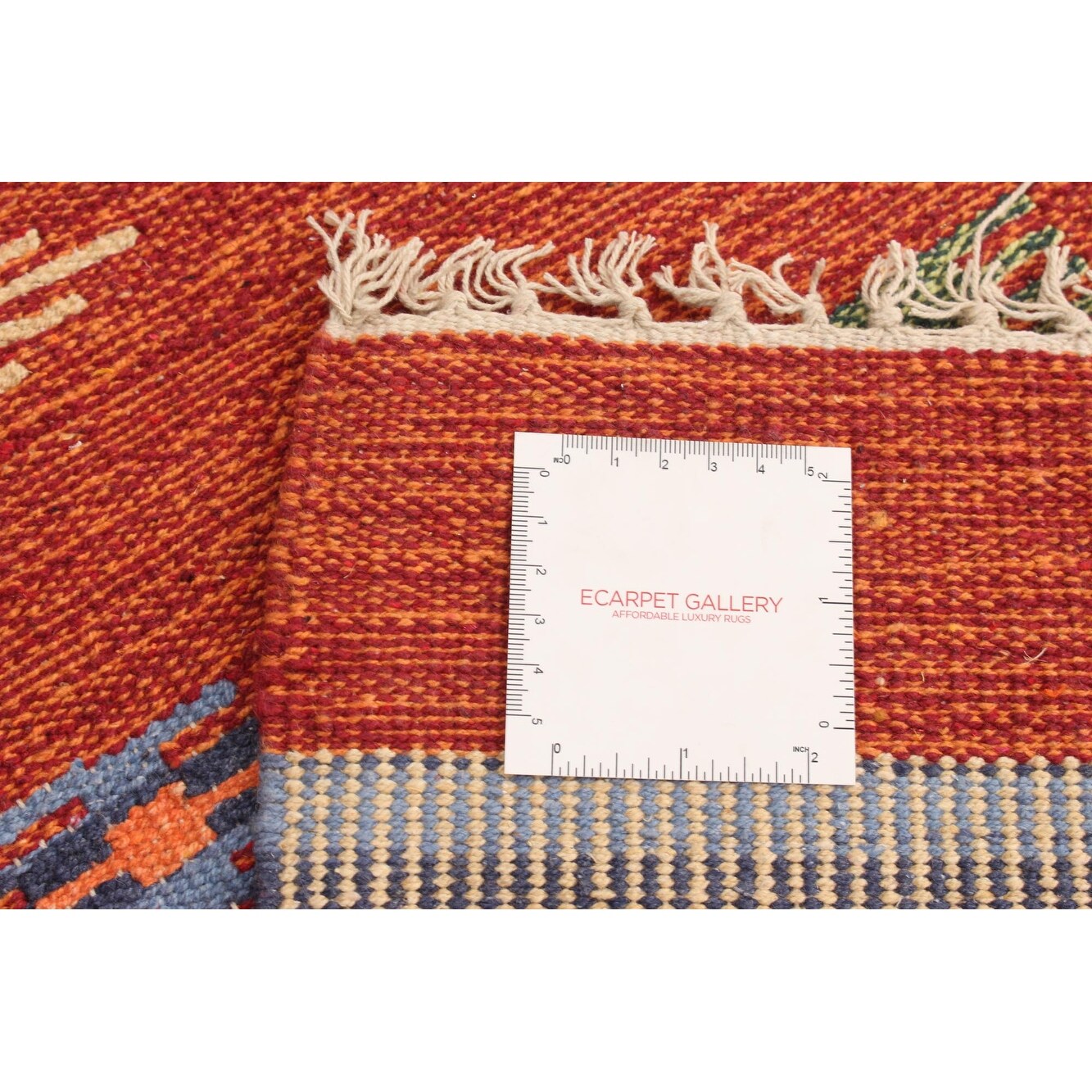 ECARPETGALLERY Flat-weave Bold and Colorful Red Wool Kilim - 2'0 x 3'0