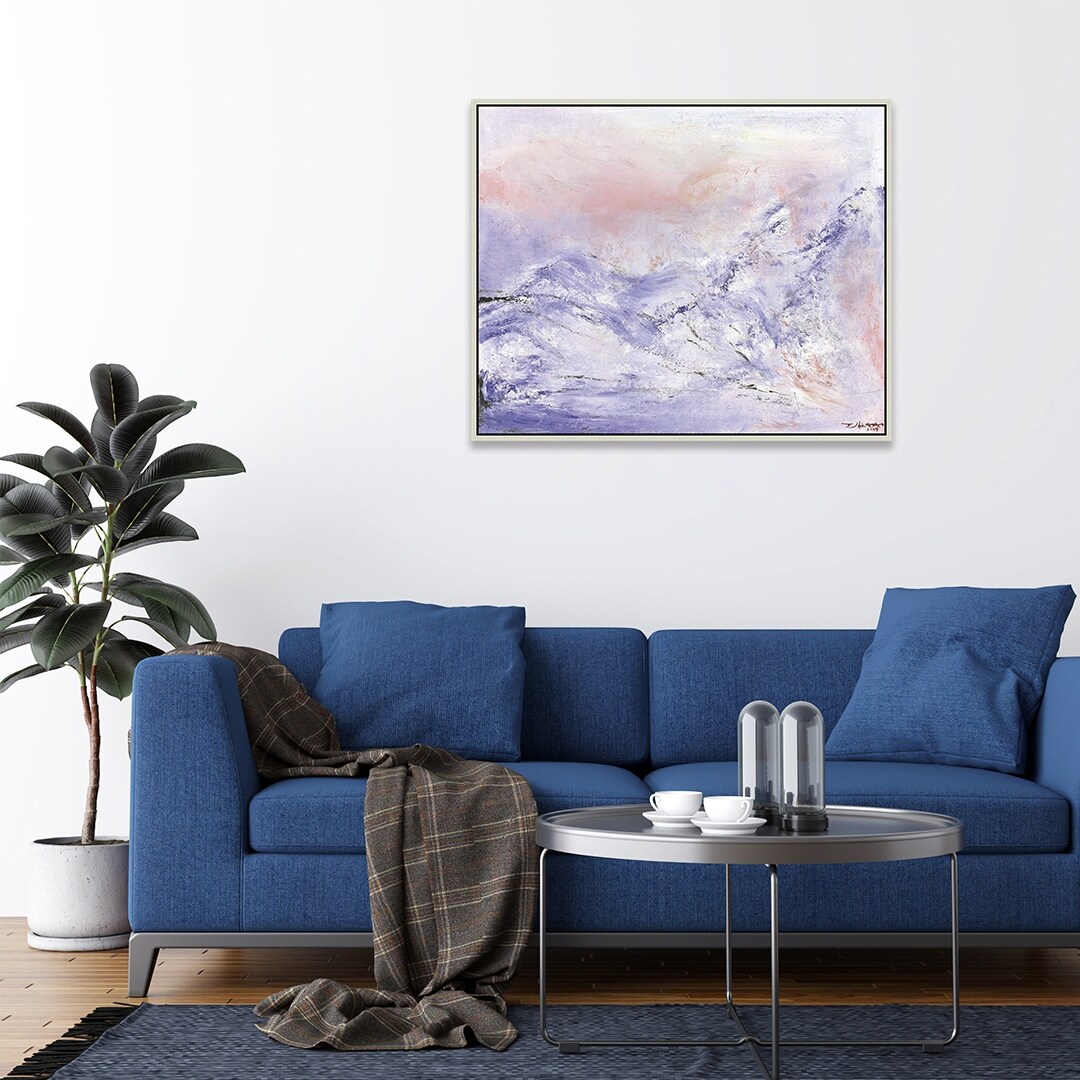 Snow Mountains by Zao Wou-Ki Giclee Print Oil Painting Silver Frame Size 18" x 15"