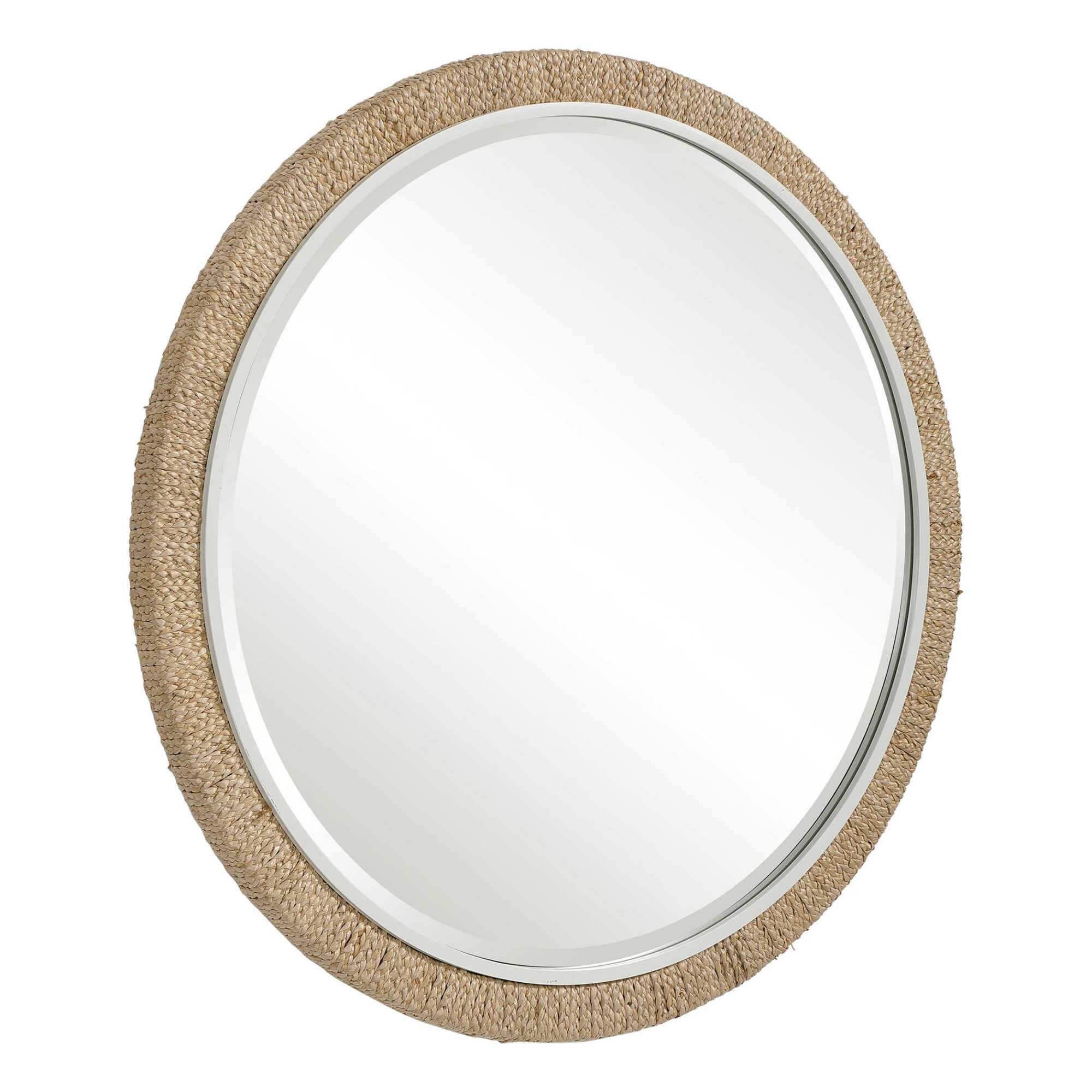 Uttermost Carbet 40" Round Modern Tropical Beach Large Wall Mirror - Natural / White