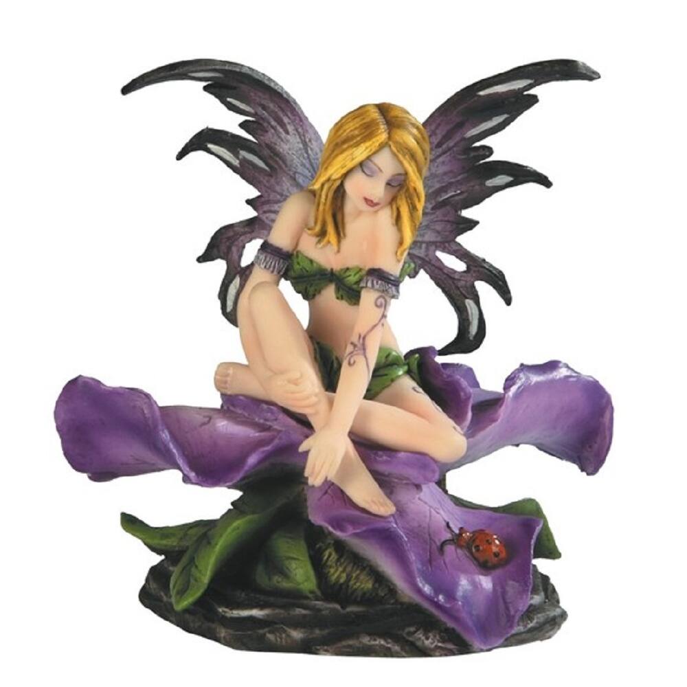 Q-Max 4.5"H Flower Fairy with Violet Statue Fantasy Decoration Figurine