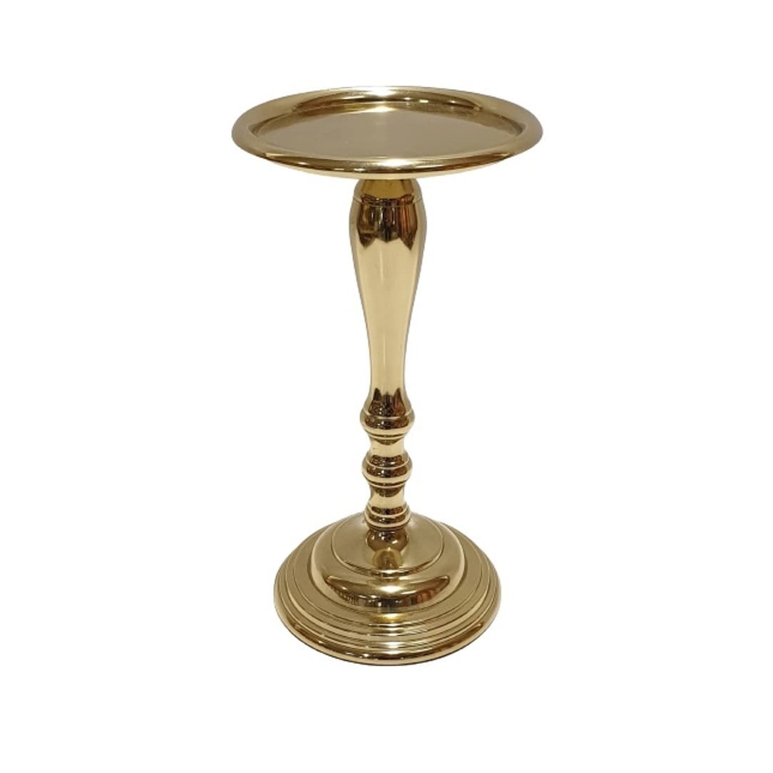 Jiallo Antique Gold Pillar Candle Holder 9"