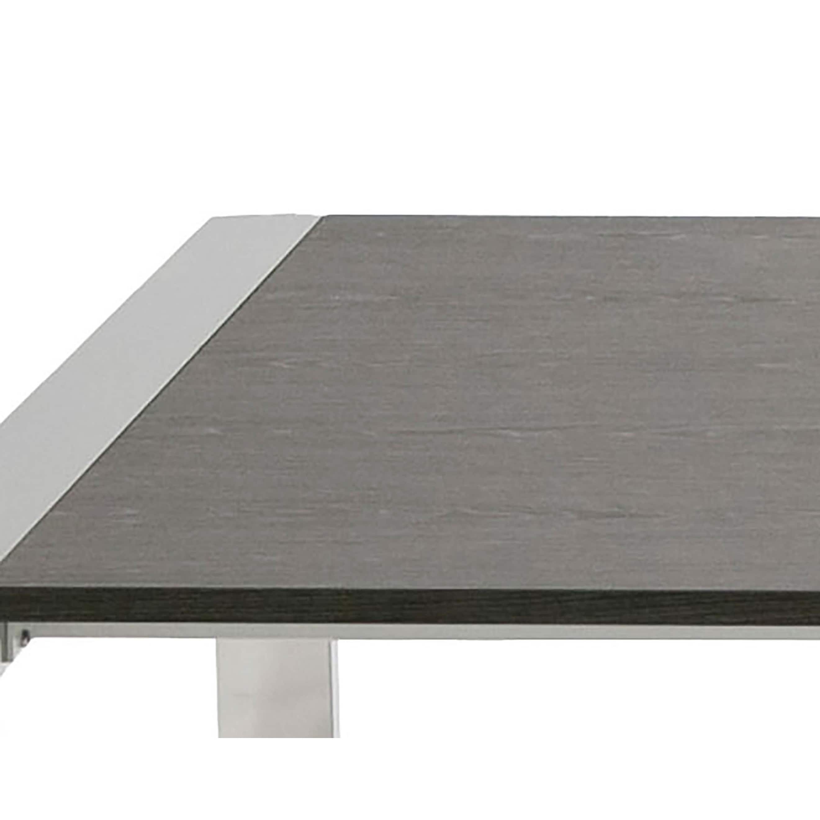 Modrest Fauna Modern Elm Grey & Stainless Steel Chrome Dining Table