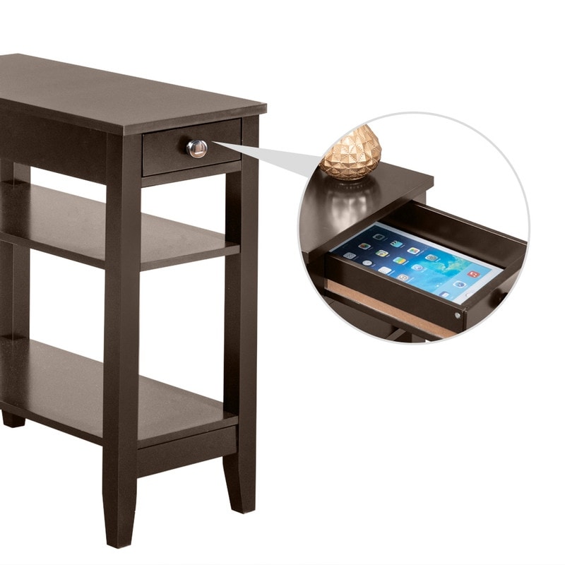 2-Layer Simple Nightstand Bedside Table with Drawers