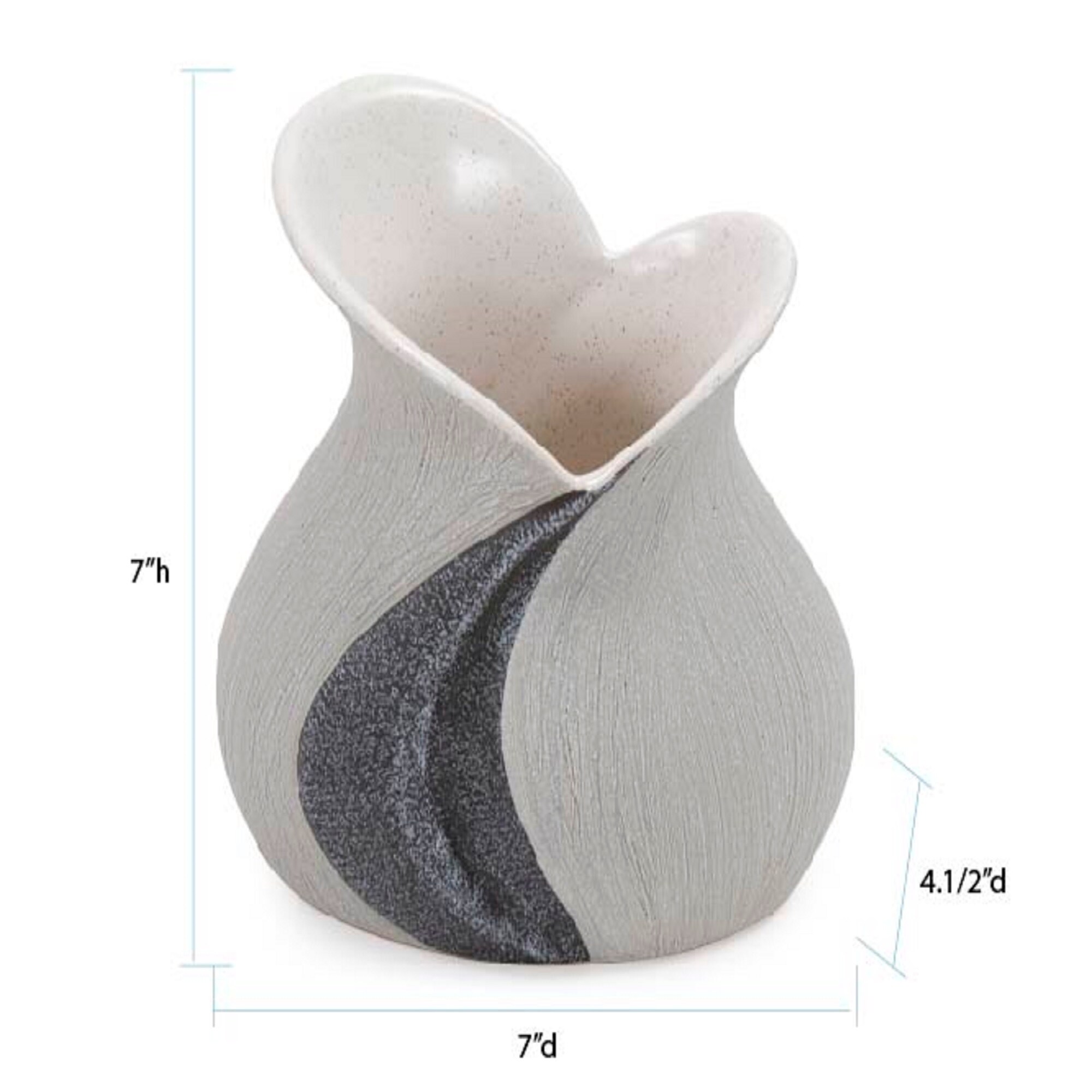 Allan Andrews Gray Two Toned Decorative Ceramic Vase - 7H x 7W x 4D