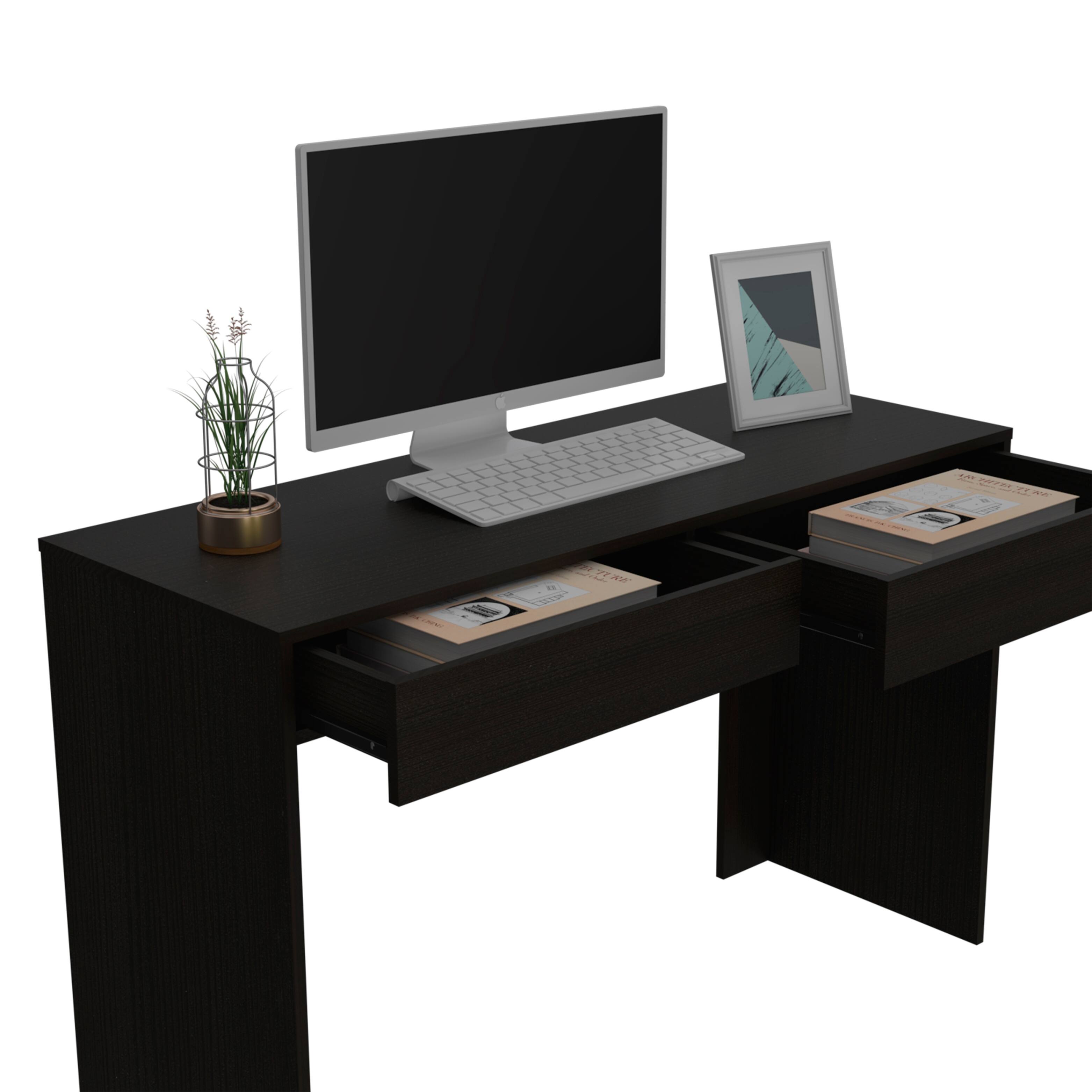 Acre 47-inch Wide Writing Computer Desk with 2 Drawers - Black