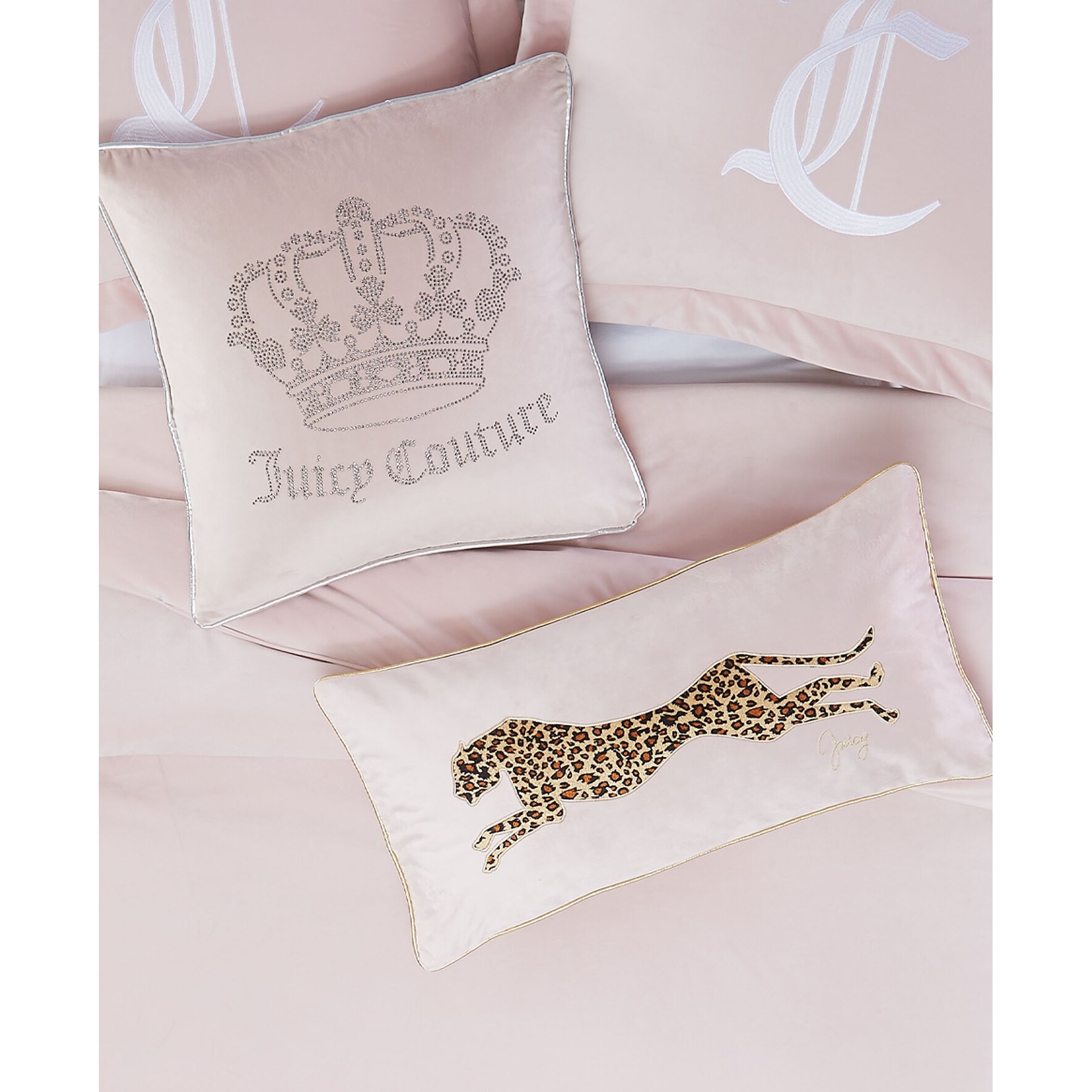 Juicy Couture Gothic Rhinestone Crown Pillow 20" x 20" - Pink