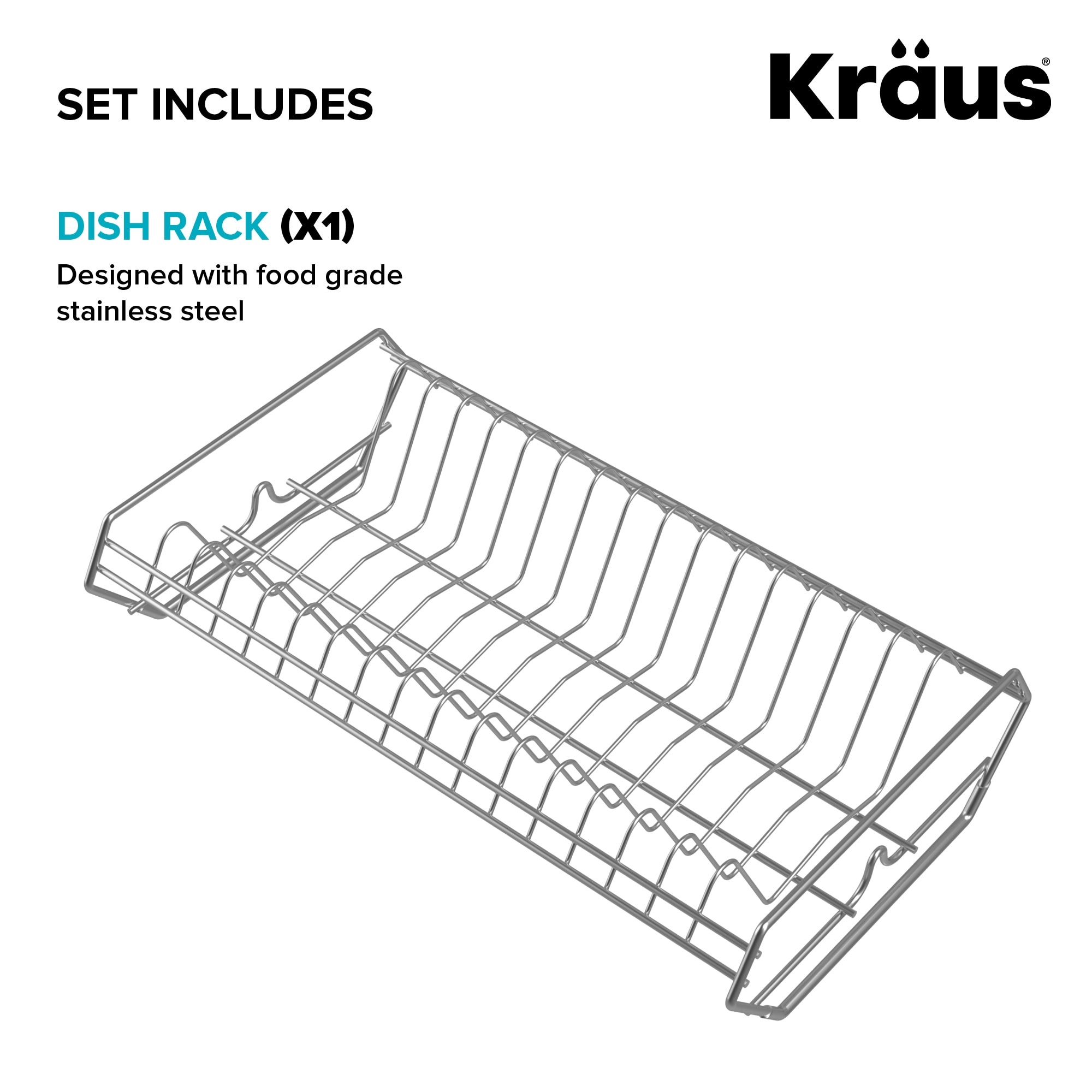 Kraus KDR-1 Kore Stainless Steel Dish Rack for Workstation Kitchen - Stainless Steel