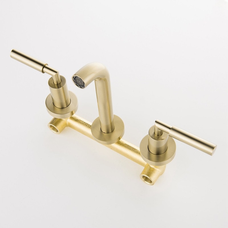 Double Handle Wall Mount Bathroom Sink Faucet, Gold/Black - Black