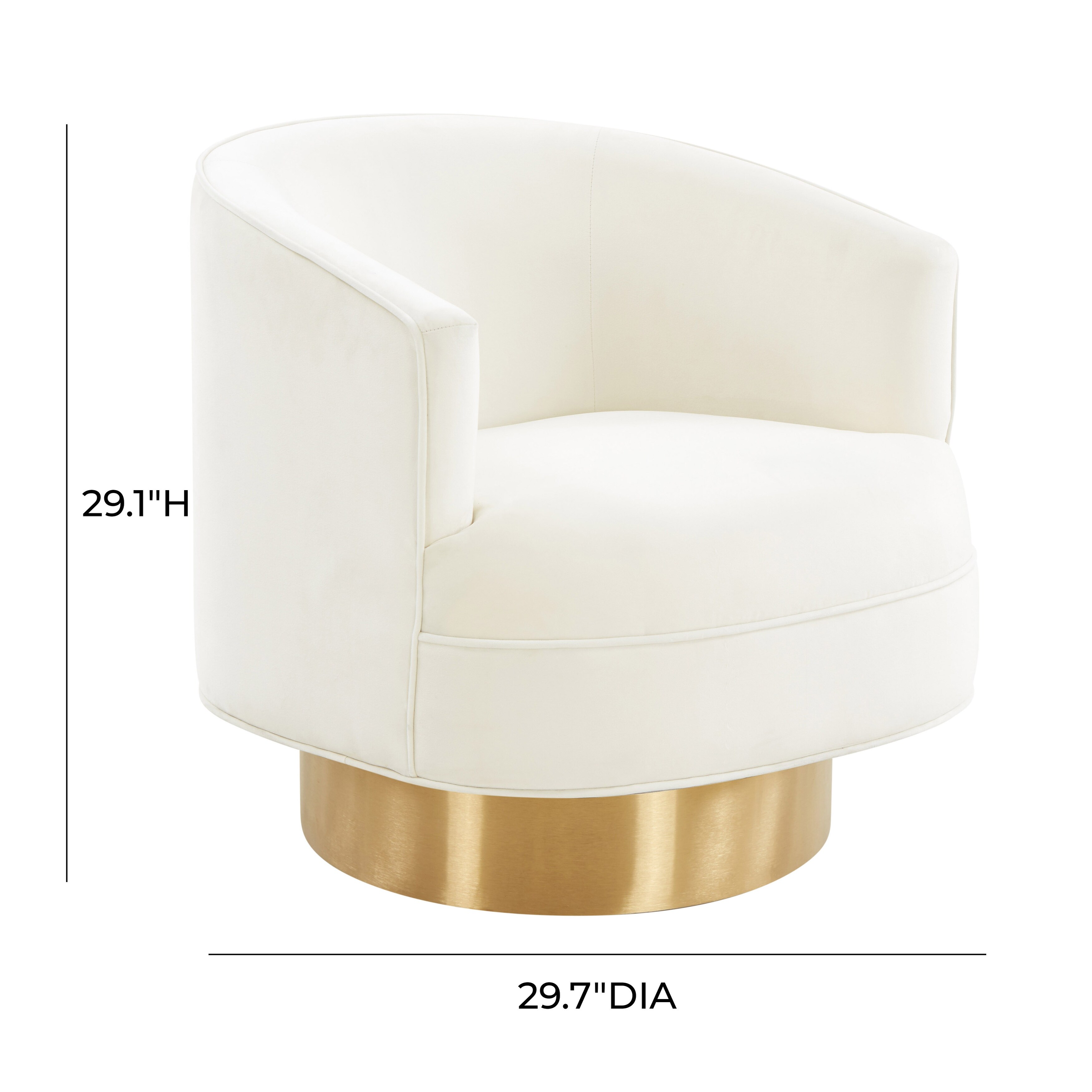 Stella Velvet Swivel Chair by Inspire Me Home Decor - 29.7"W x 29.7"D x 29.1"H - Cream