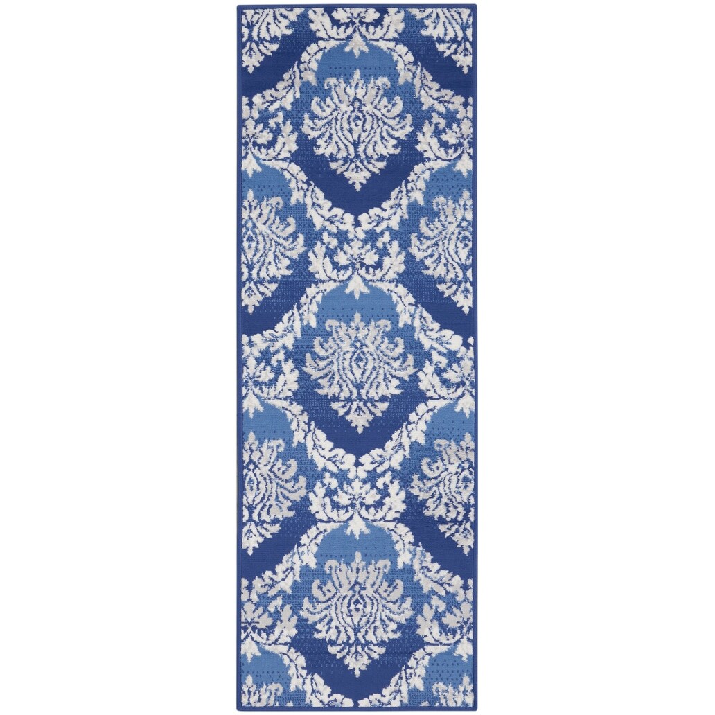 Nourison Whimsicle Boho French Country Floral Blue Ivory Area Rug