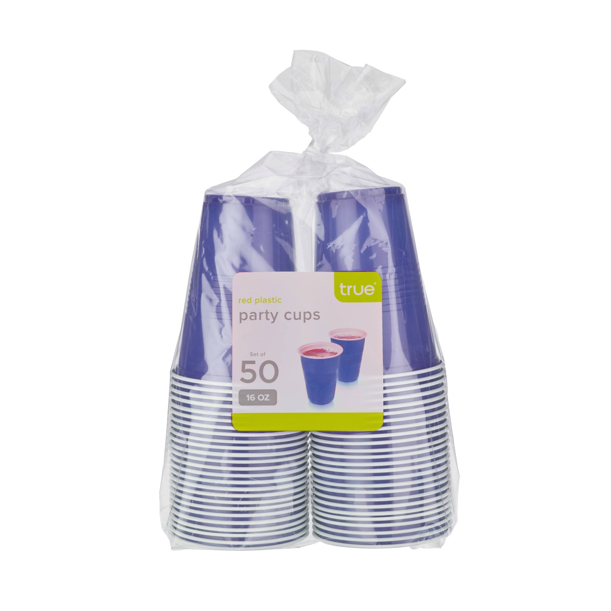 16 oz Blue Party Cups, 50 pack by True - 4.75" x 3.75"