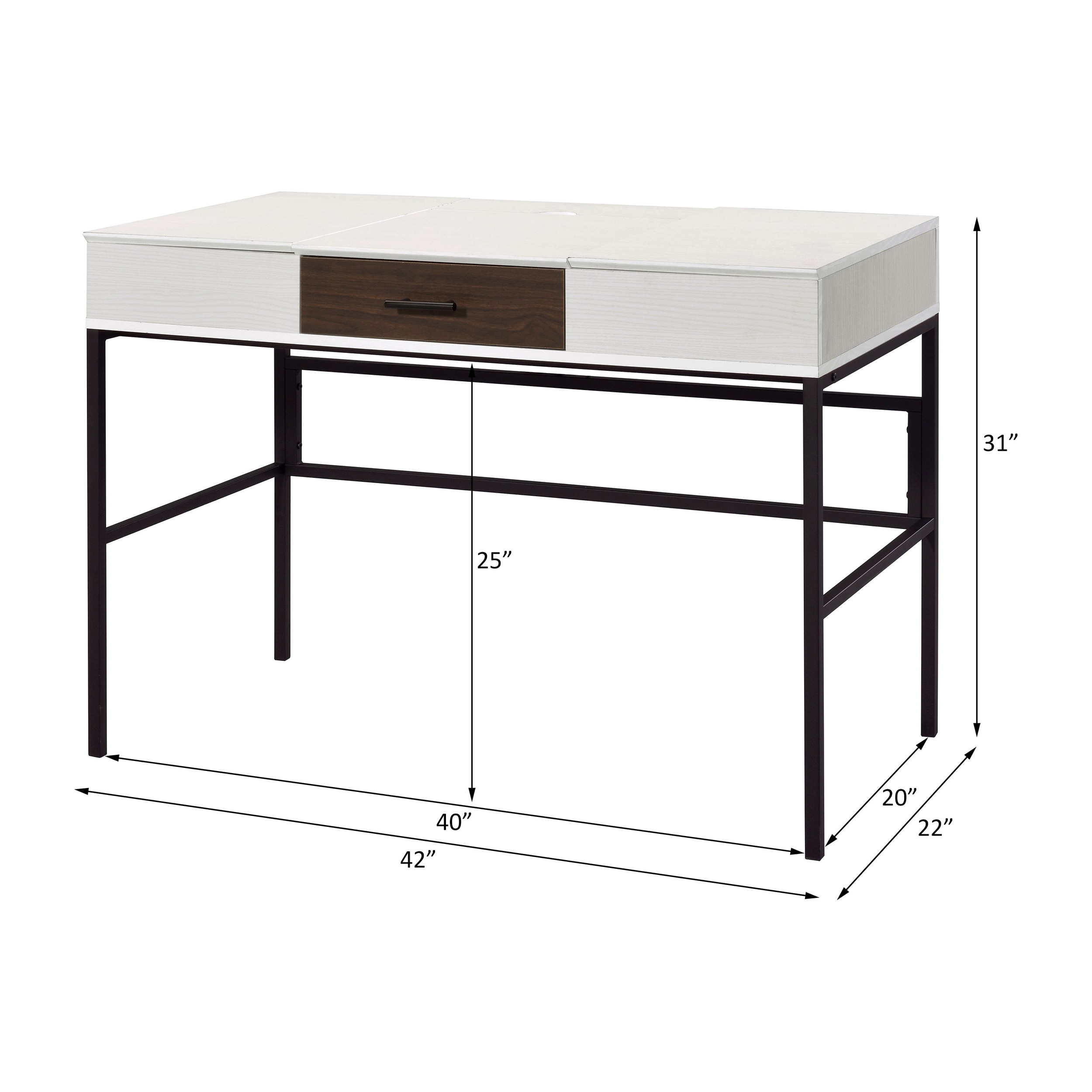 ACME Verster Built-in USB Port Writing Desk in Natural and Black