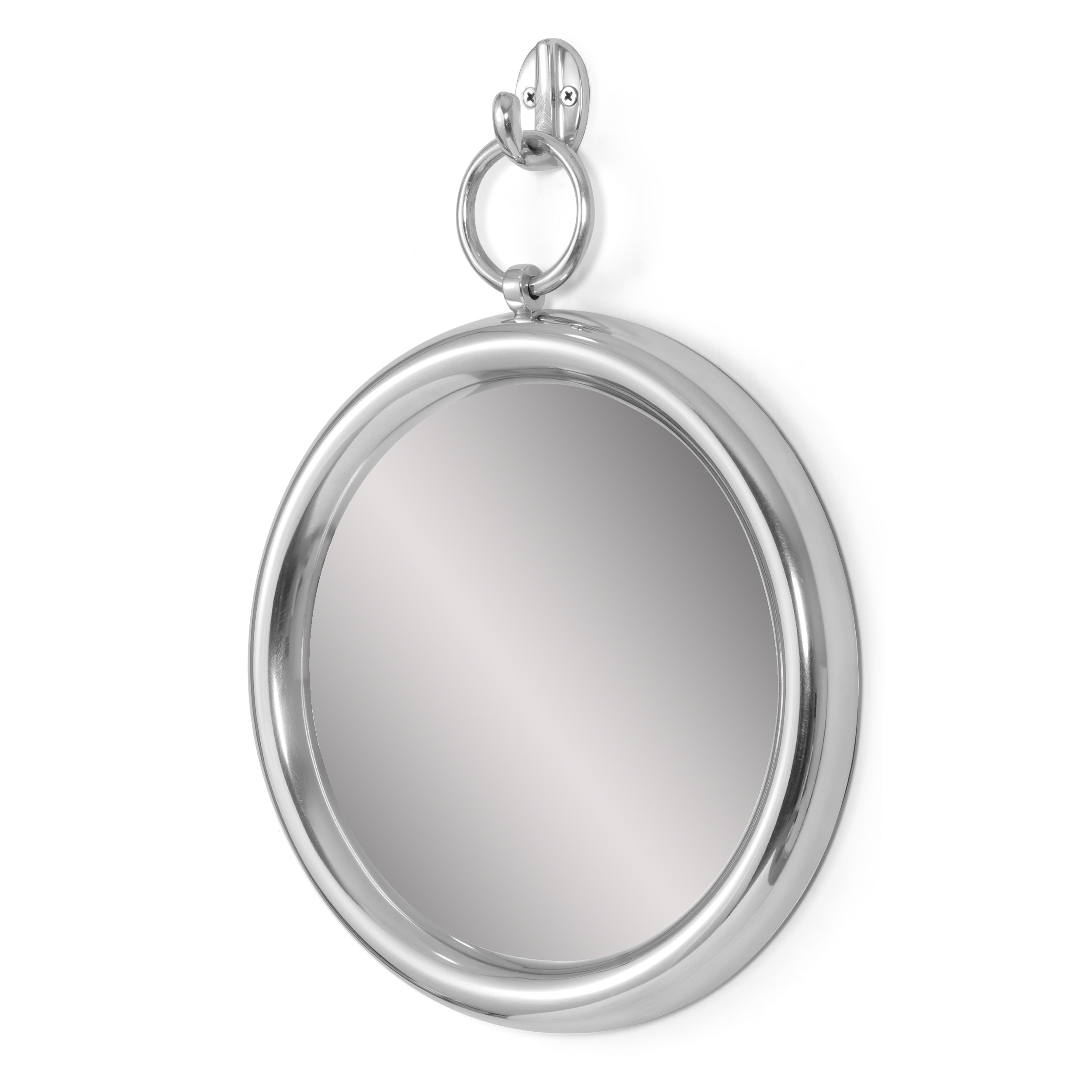 Rumley Modern Handcrafted Round Aluminum Wall Mirror by Christopher Knight Home - 12.00" L x 1.00" W x 15.00" H