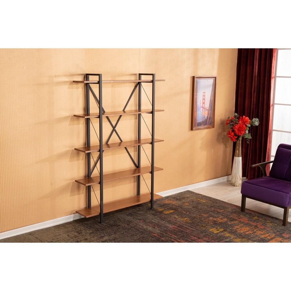 Solid Wood Bookcase 5 Shelves Modern Bookcase