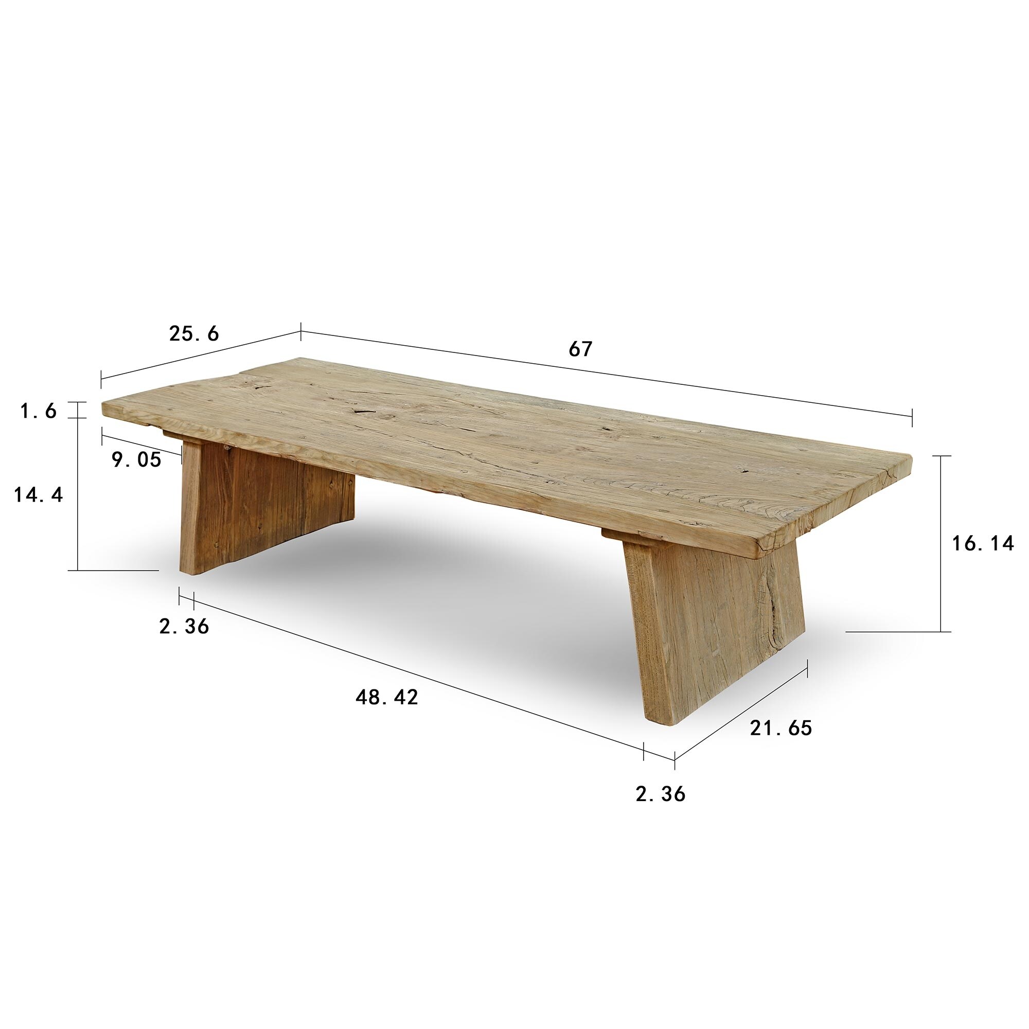 Artissance Laguna Weathered Coffee Table, 67 Inch Wide - 67 Inch Wide