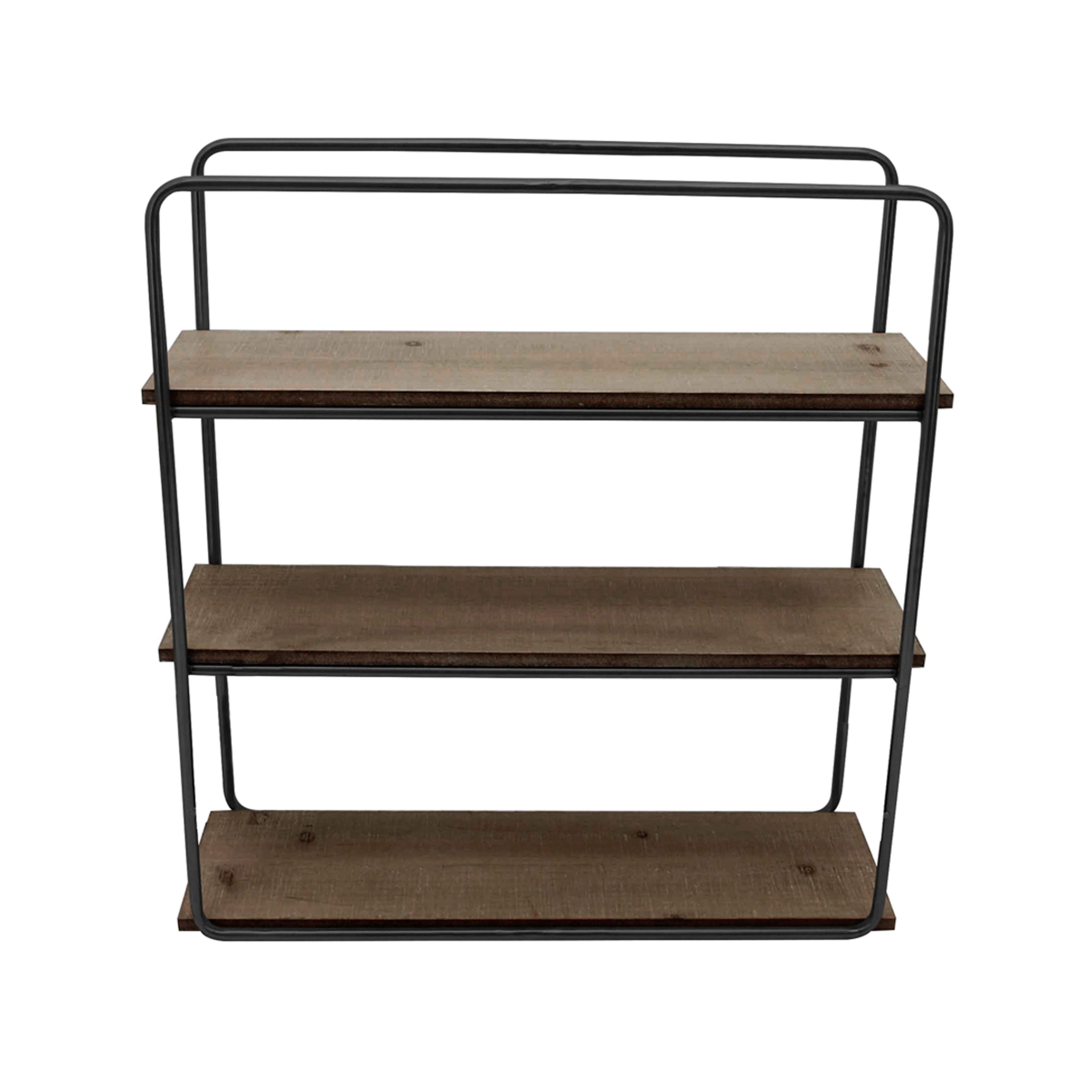 3-Tier Wall Shelf Contemporary Rustic Industrial Black and Brown Decorative Shelf for Mounted Bathroom, Bedroom,