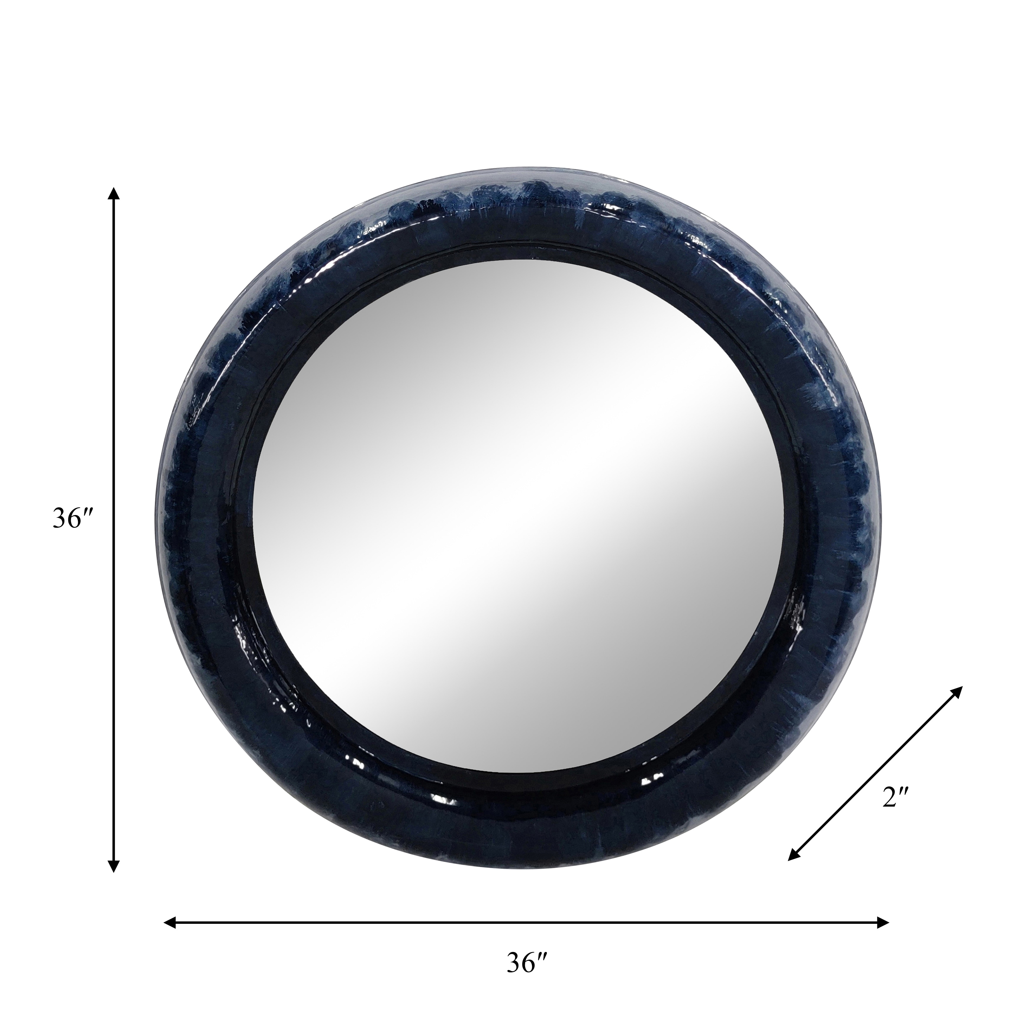 Metal 36" Round Mirror, Blue 36.0"H - 36.0" x 36.0" x 36.0"