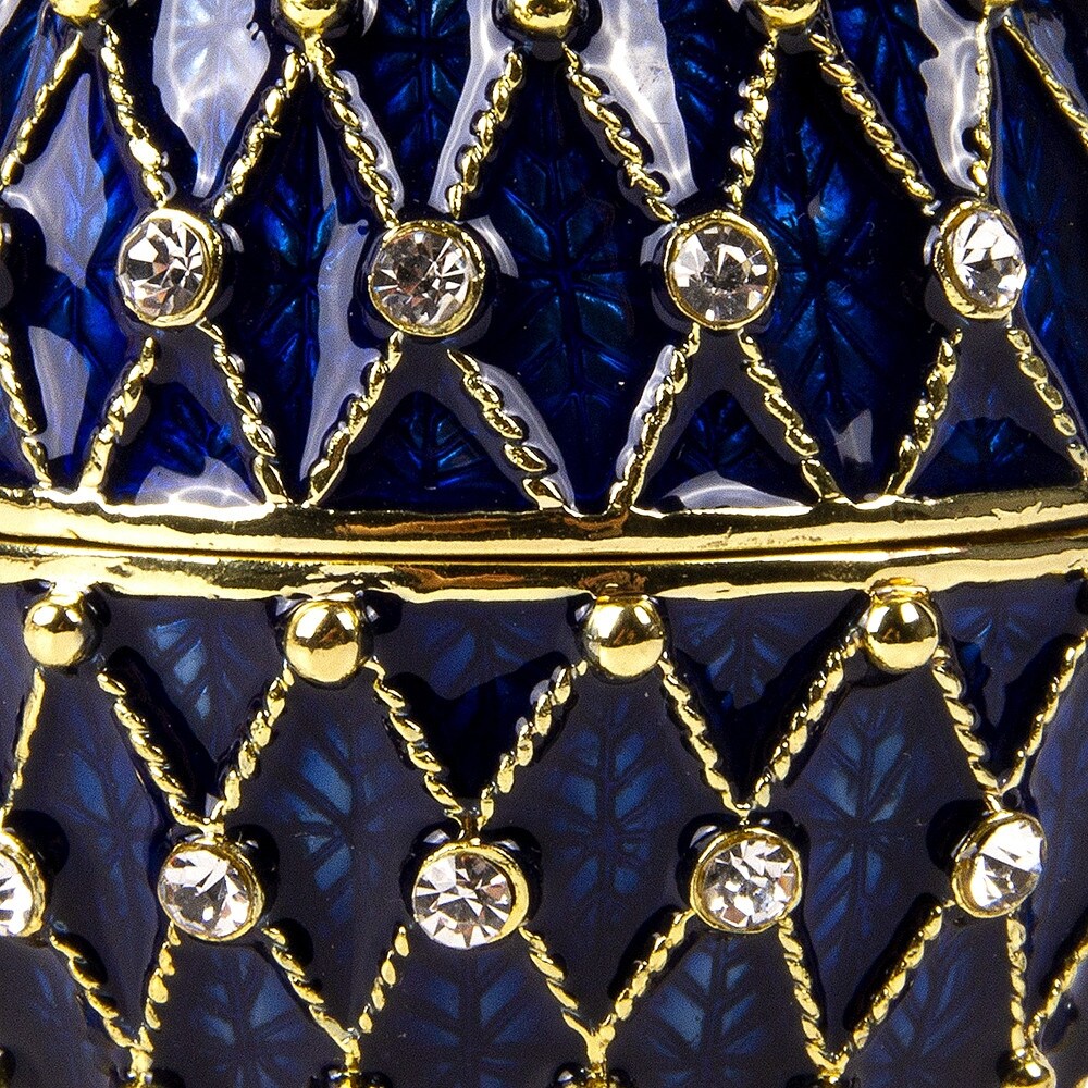 Imperial Faberge Openwork Mesh Egg / Jewelry Box in Blue