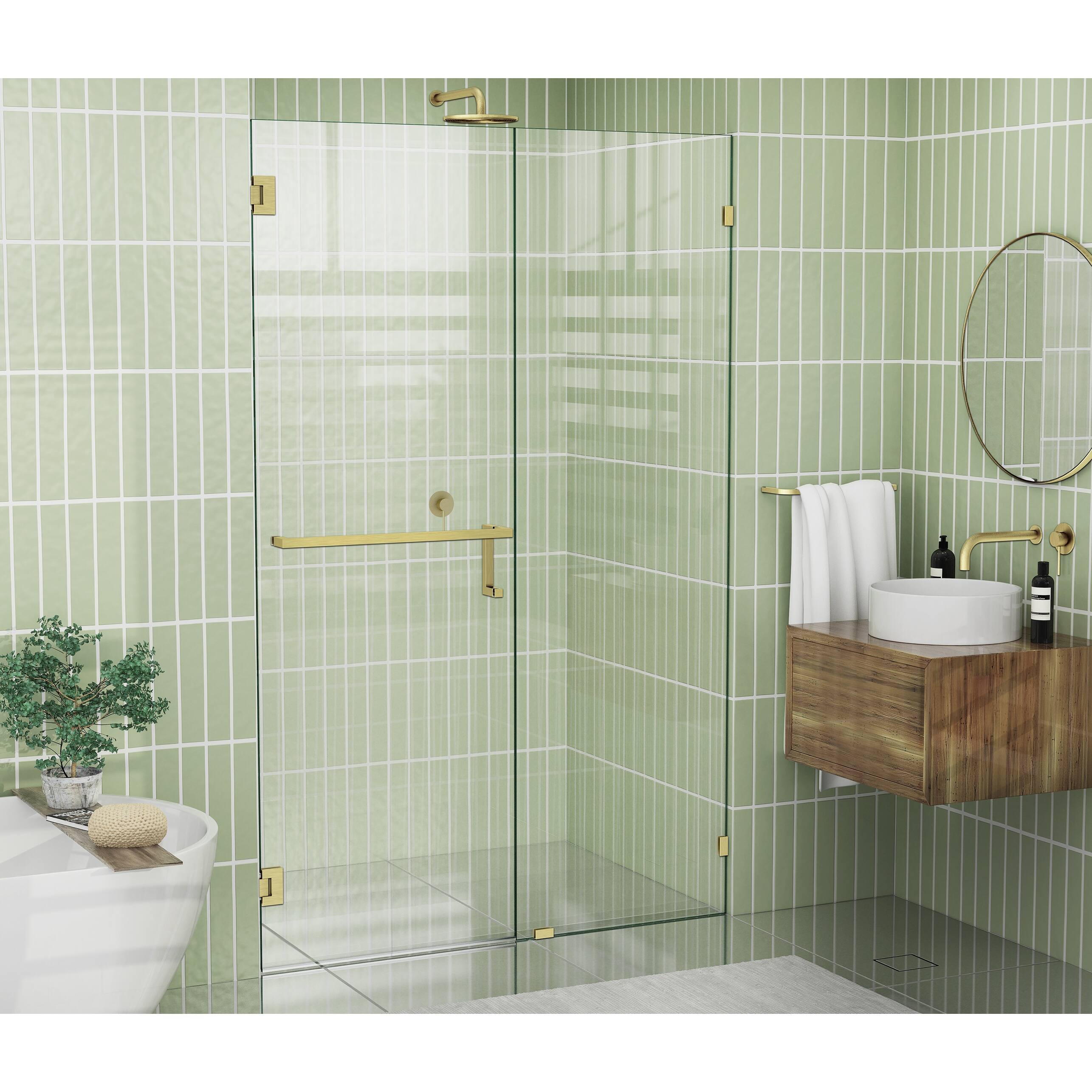 Glass Warehouse 78" x 52.25" Frameless Towel Bar Shower Door - Wall Hinge