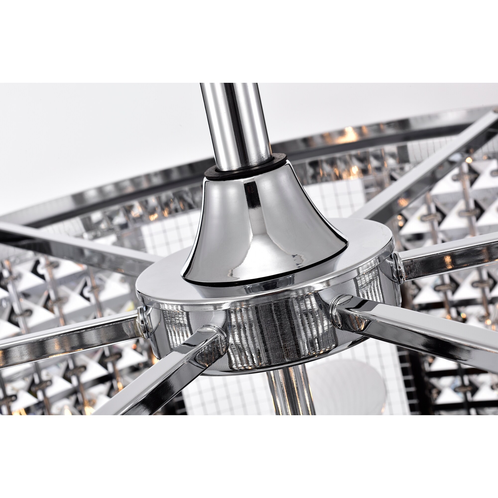 Cassie Chrome Ceiling Fan 30-Inch 6-Light Geometric Metal & Crystal Drum Shade (Includes Remote)