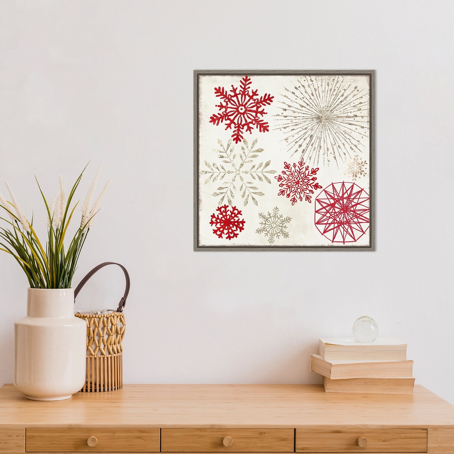 Merry Christmas Sparkles (Snowflakes) by PI Studio Framed Canvas Art