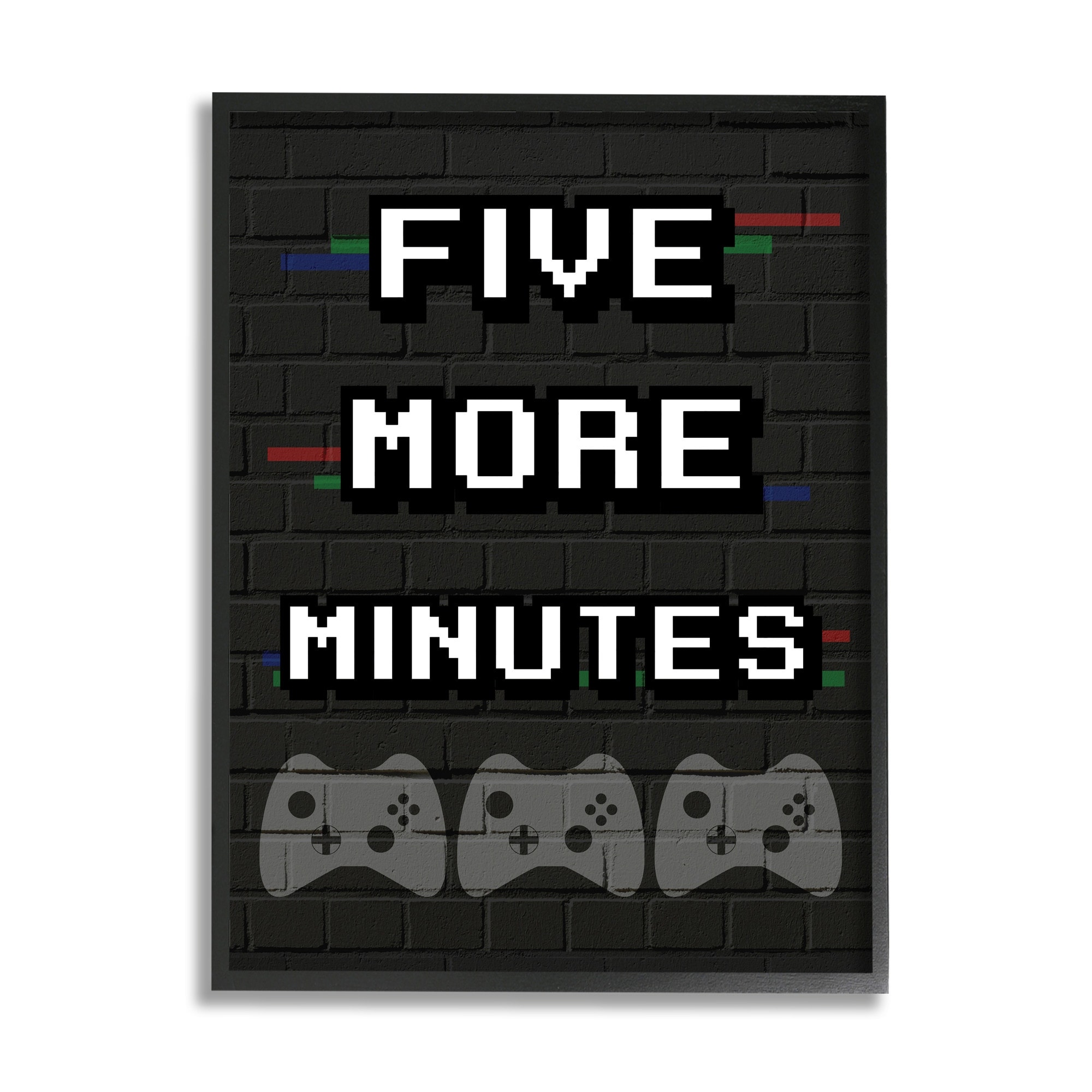 Stupell Five More Minutes Video Game Phrase Retro Bricks Framed Wall Art