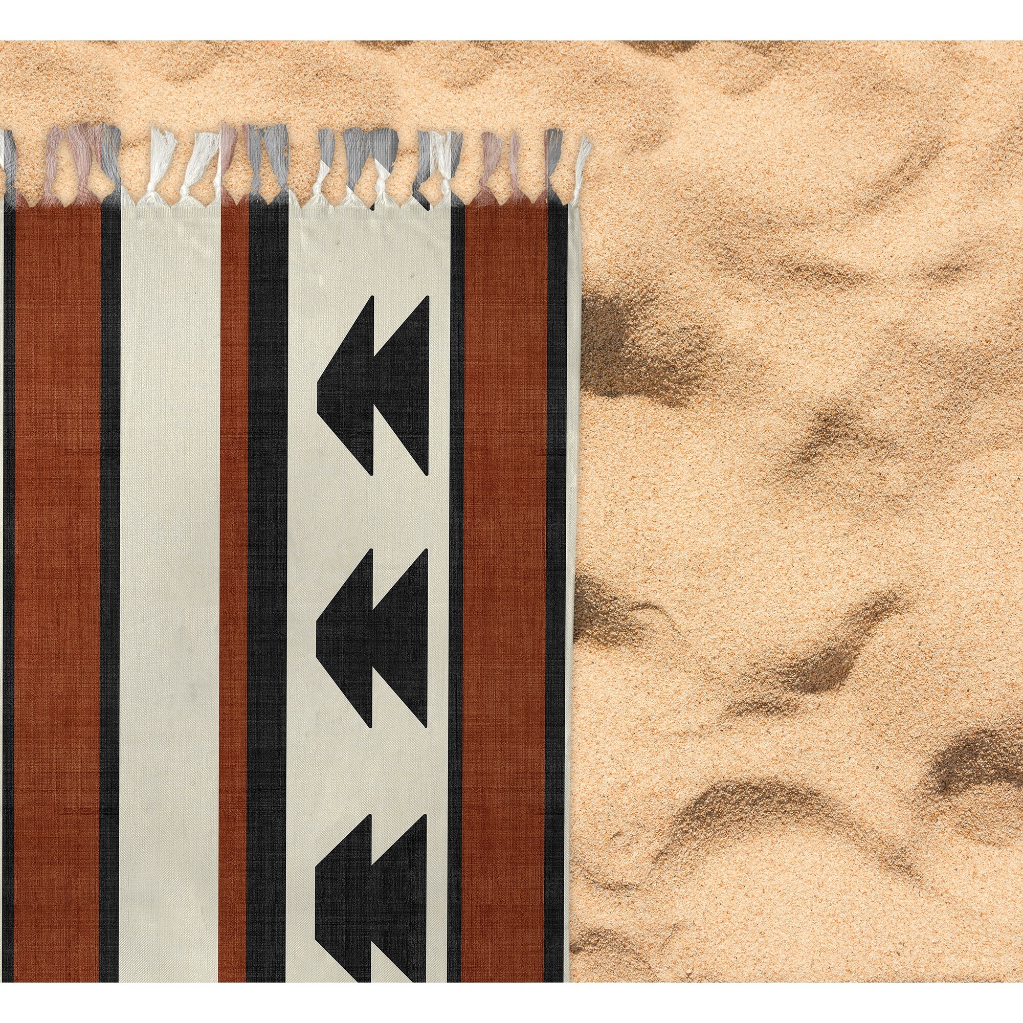 PROVINCE RUST Beach Blanket with Tassels By Becky Bailey - 38 x 80