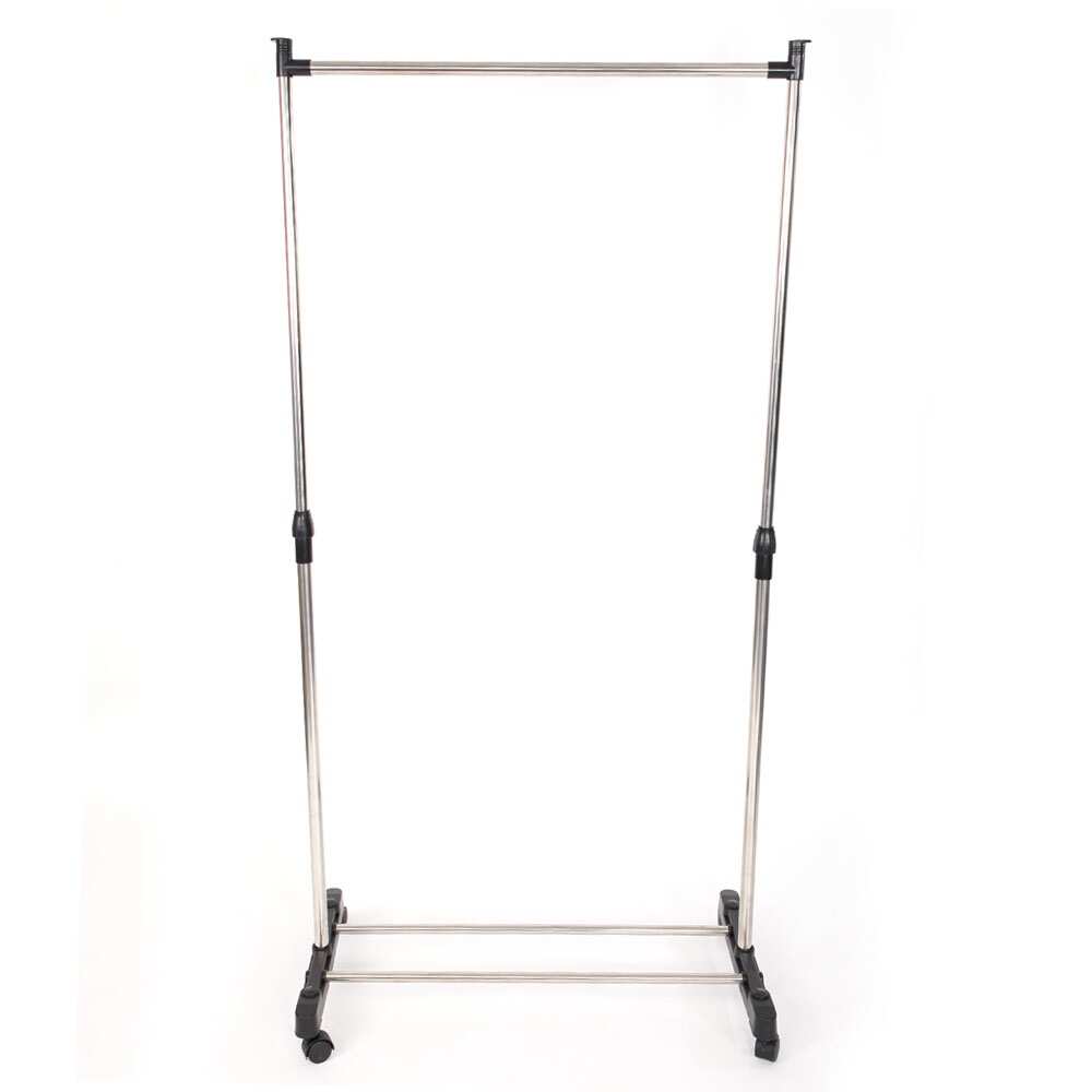 Single/Dual-bar Vertically-stretching Stand Clothes Rack with Shoe Shelf