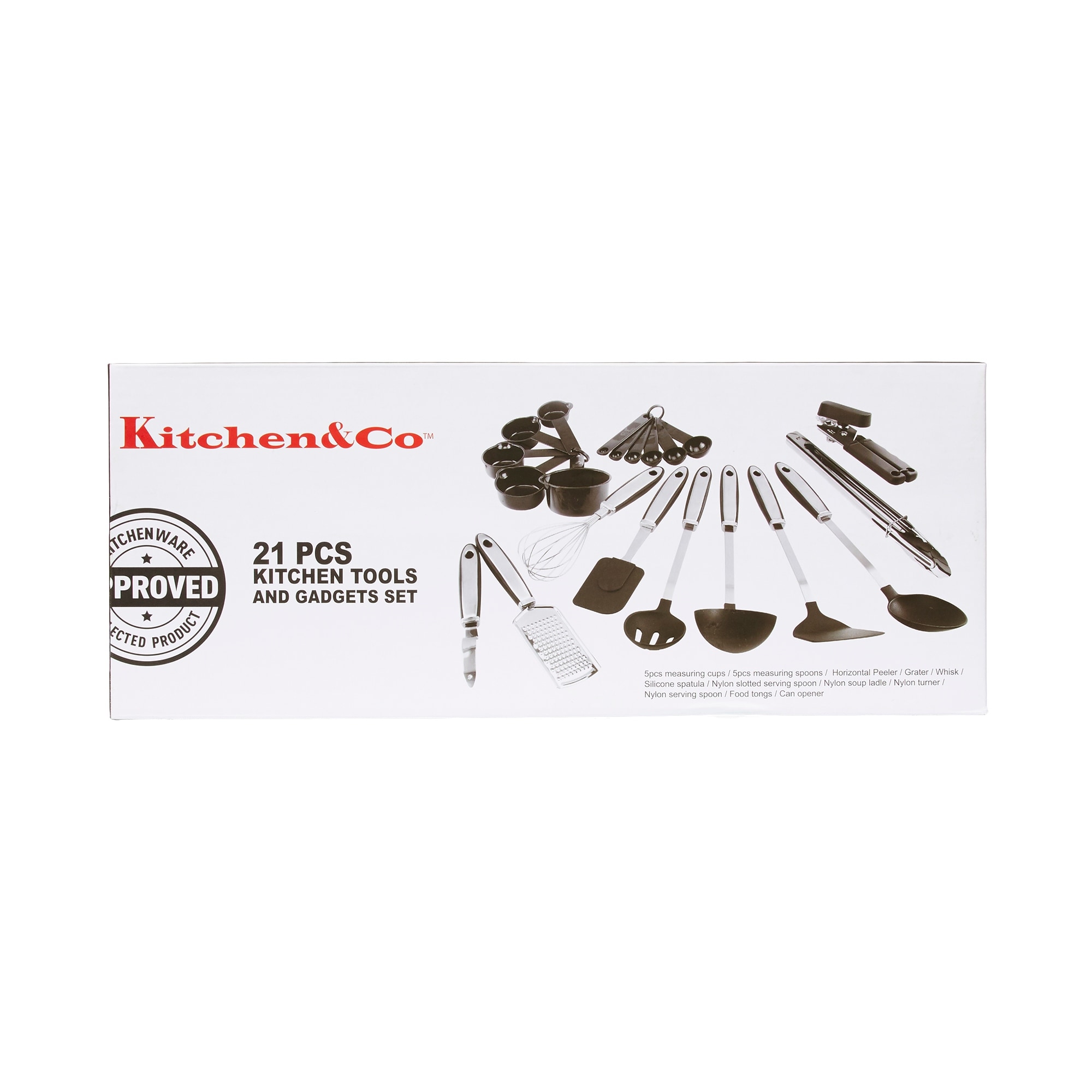 Kitchen&Co. 21 pc Stainless Steal with Soft Rubber Handle Kitchen Gadgets Set