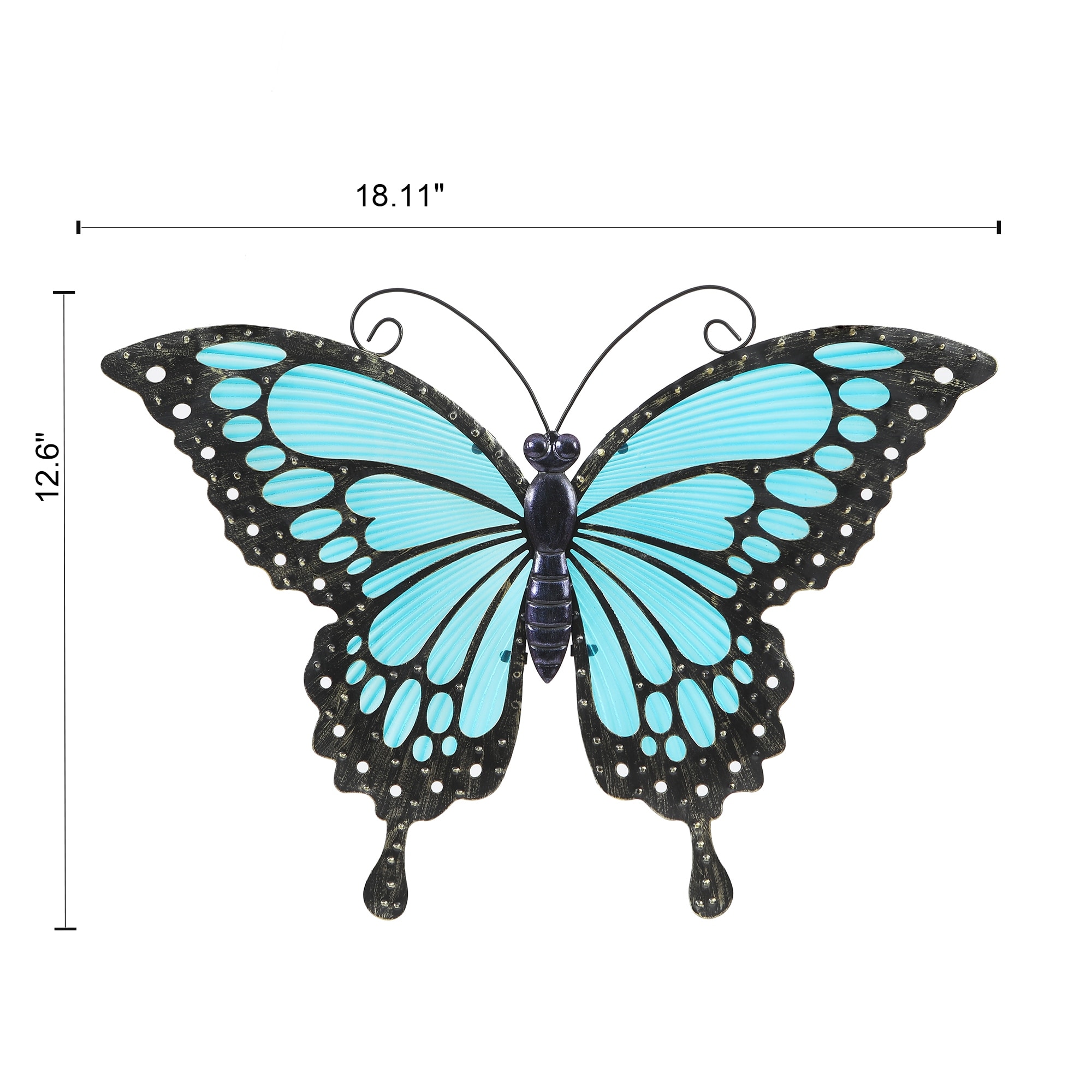 Blue Butterfly Glass and Metal Outdoor Wall Decor