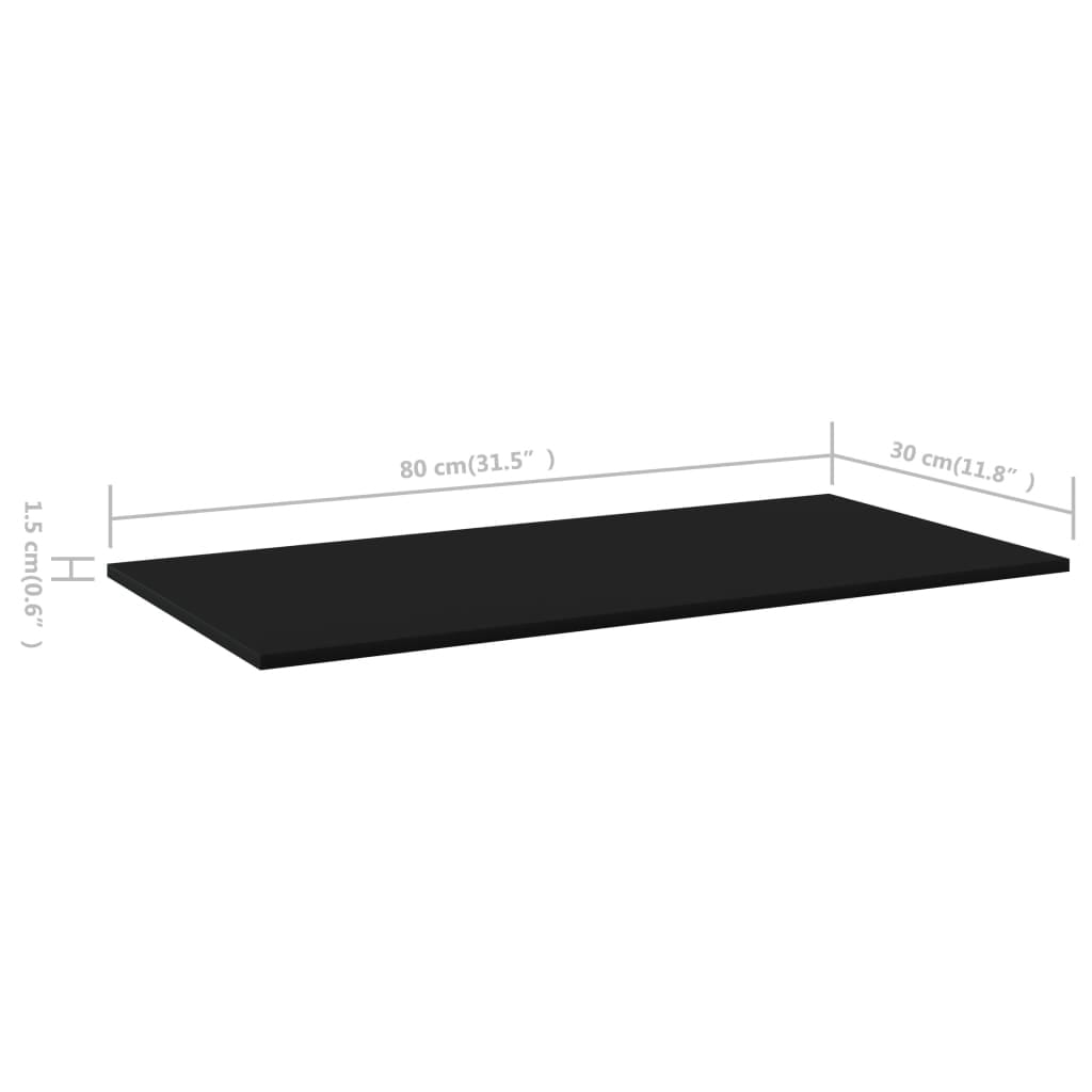 vidaXL Bookshelf Boards 4 pcs Black 31.5"x11.8"x0.6" Chipboard
