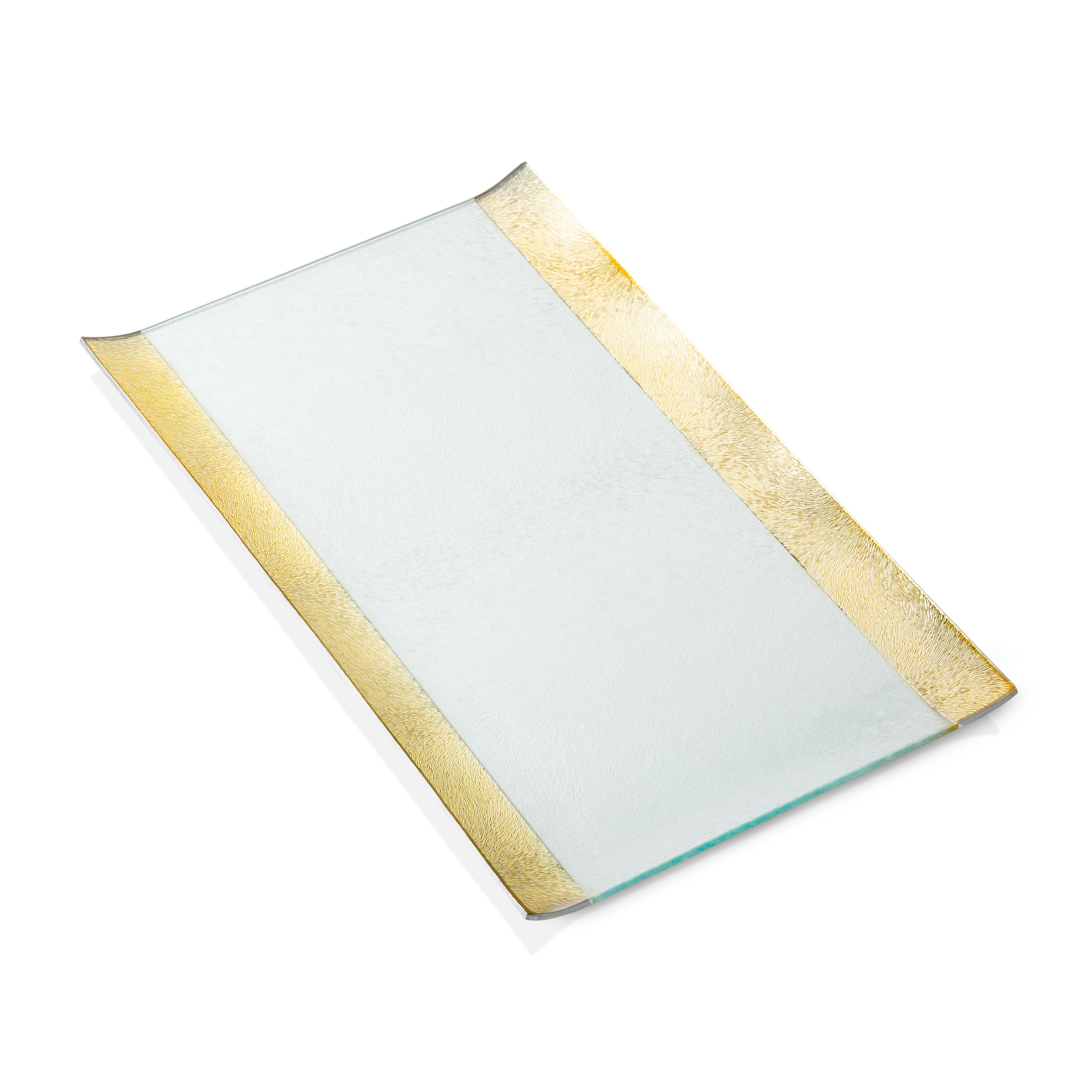 Alice Pazkus 14" Glass Tray With Gold Borders