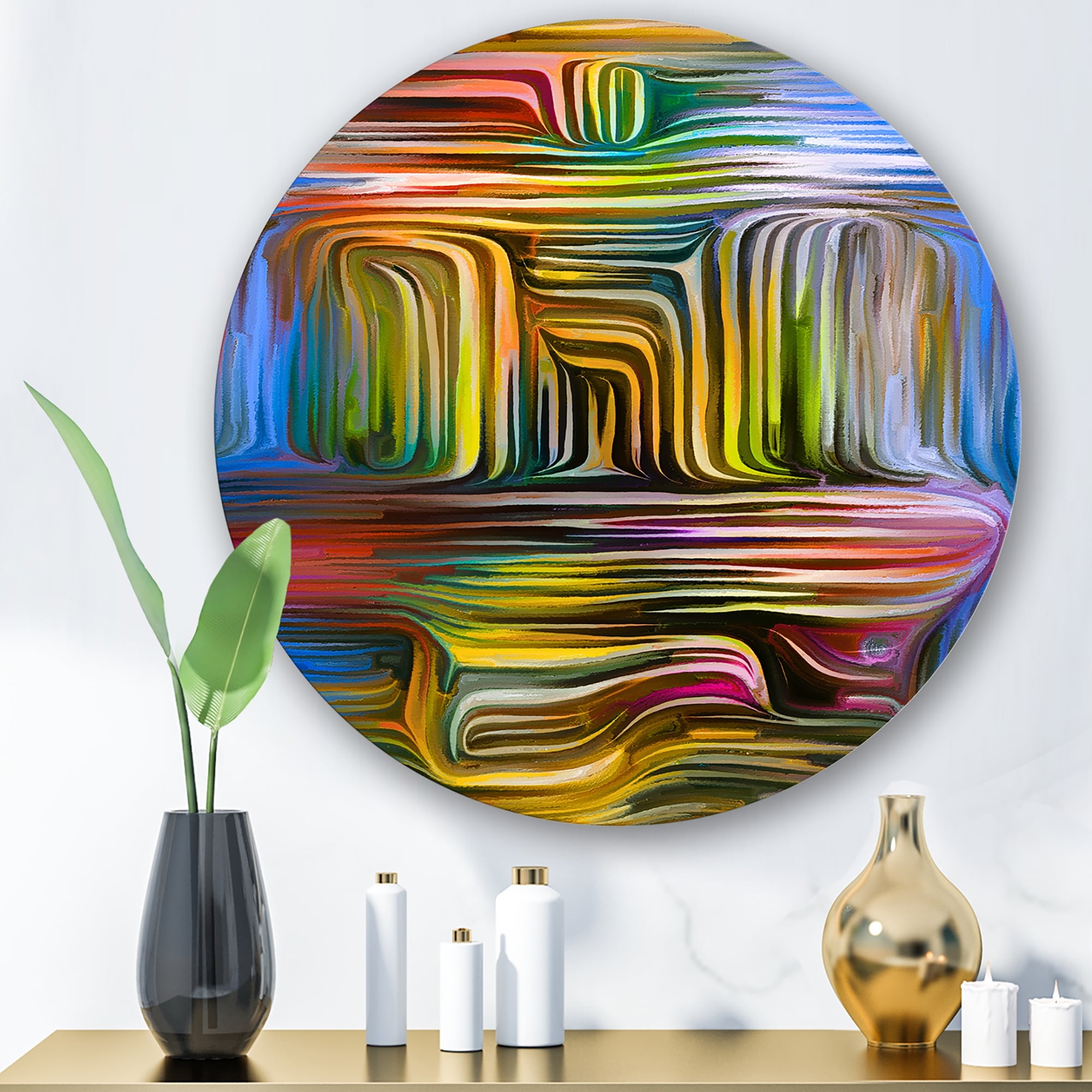 Designart 'Colour Fusion VIII' Modern Metal Circle Wall Art