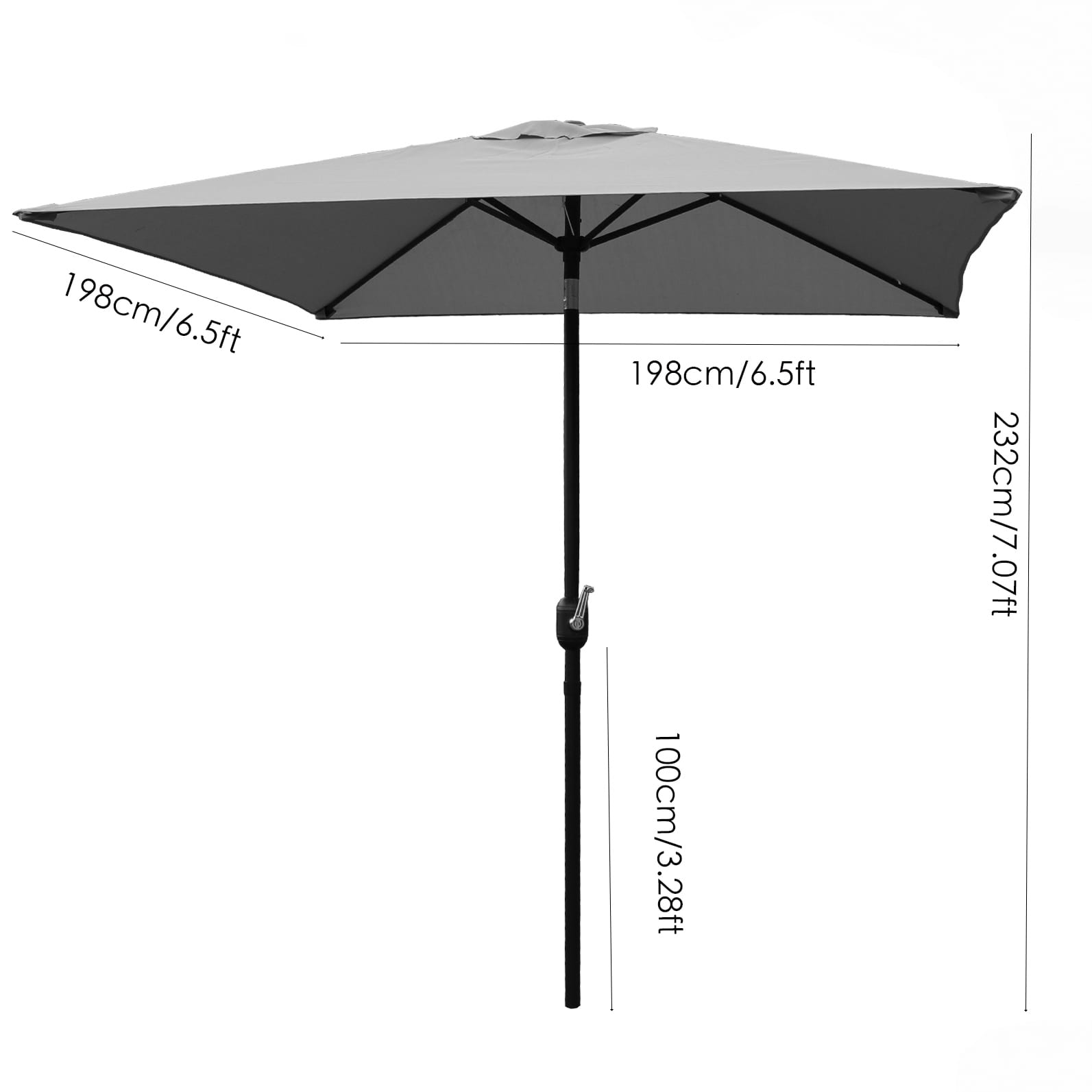 Davee 6.5 Ft Square Green Market Umbrella and Patio Umbrella with Tilt and Crank