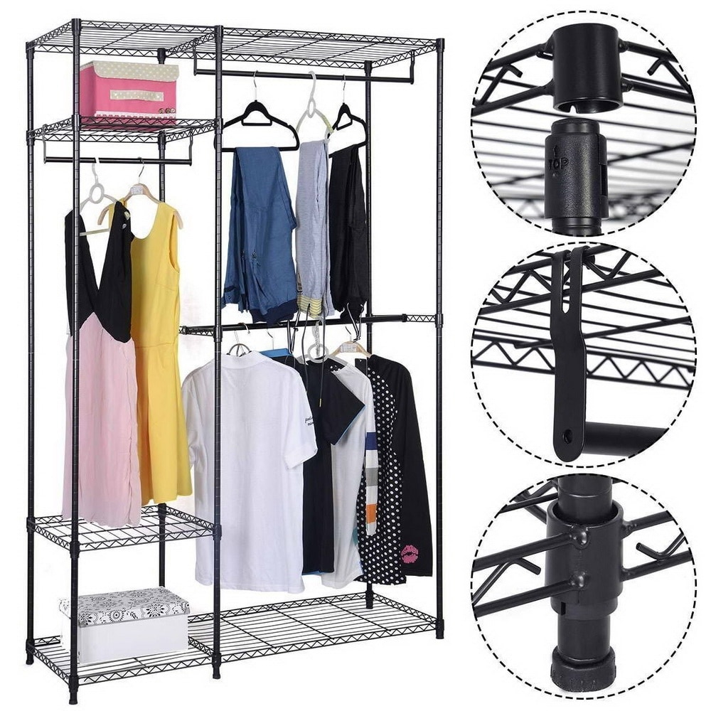 4 Tiers Clothes Rack Freestanding Clothes Garment Organizer - 4 Tiers