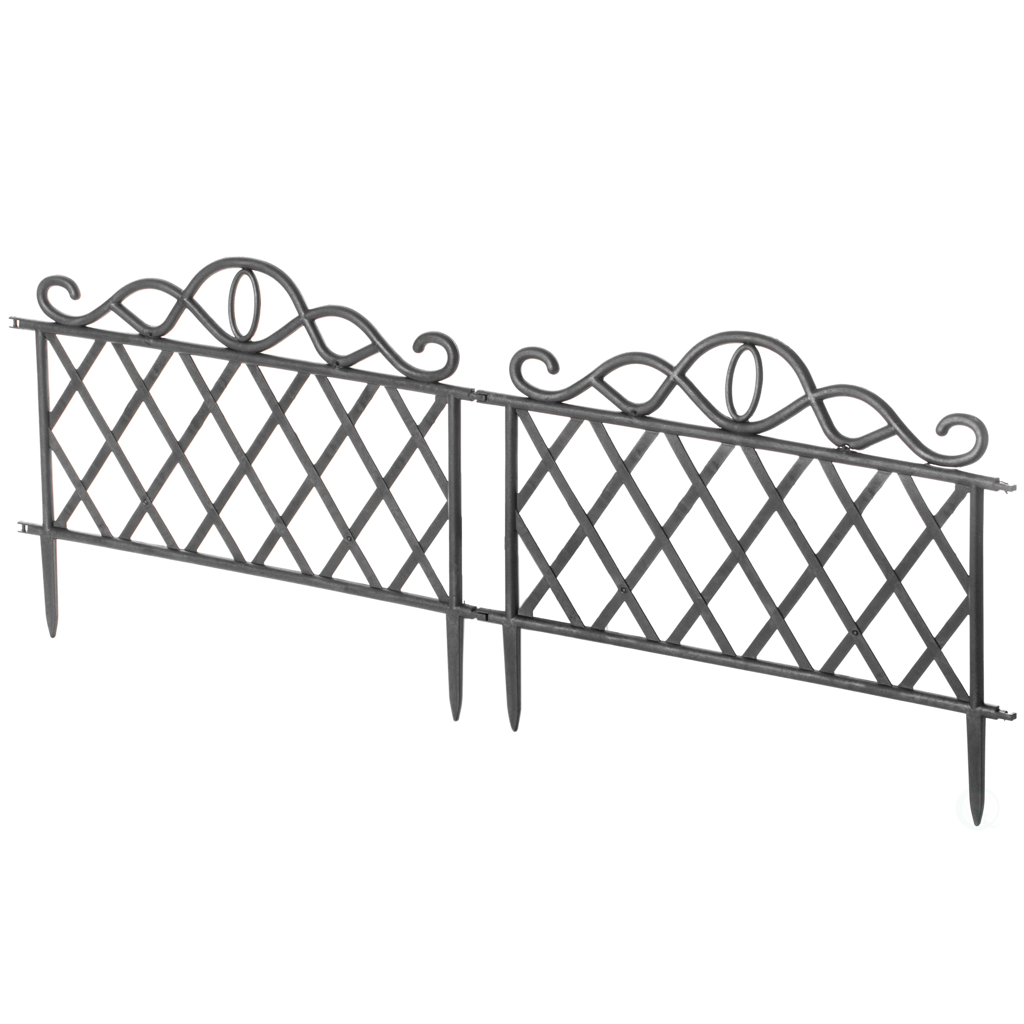 Plastic Garden Edging Border Fence, Flower Bed Barrier, Set of 3