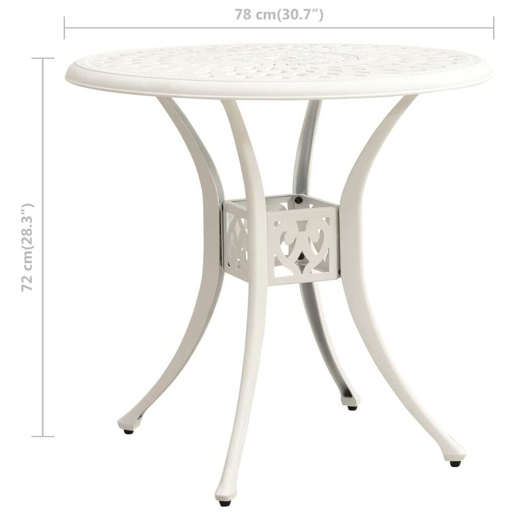 vidaXL Patio Table White 30.7"x30.7"x28.3" Cast Aluminum - 30.7" x 28.3"