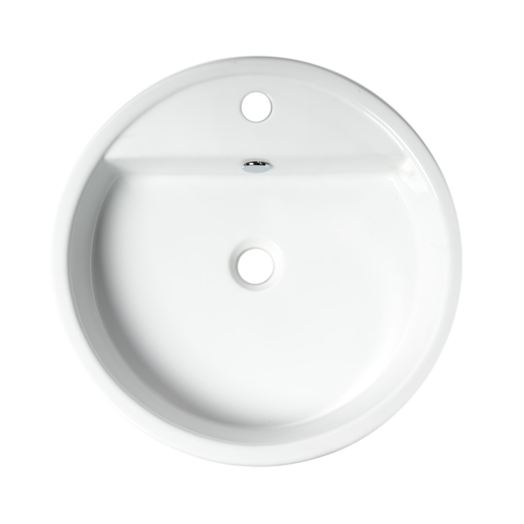 ALFI brand White 19" Round Semi Recessed Ceramic Sink with Faucet Hole