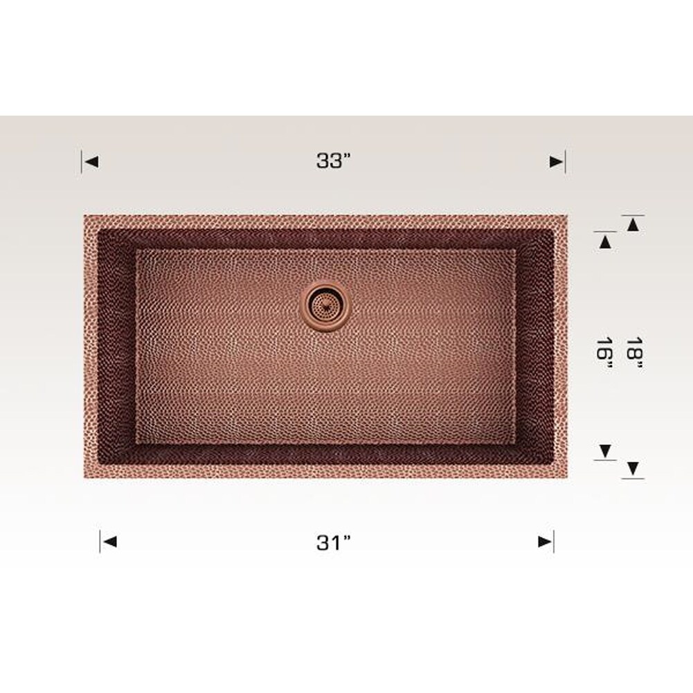 American Imaginations 33-in. W CSA Approved Rose Copper Kitchen Sink With Copper Finish And 16 Gauge - 18