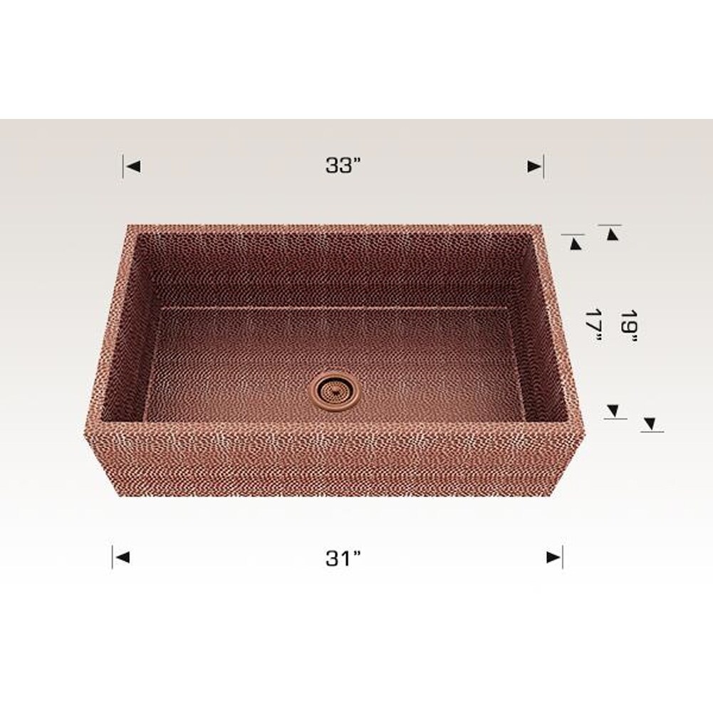 American Imaginations 33-in. W CSA Approved Rose Copper Kitchen Sink With Copper Finish And 16 Gauge - 19