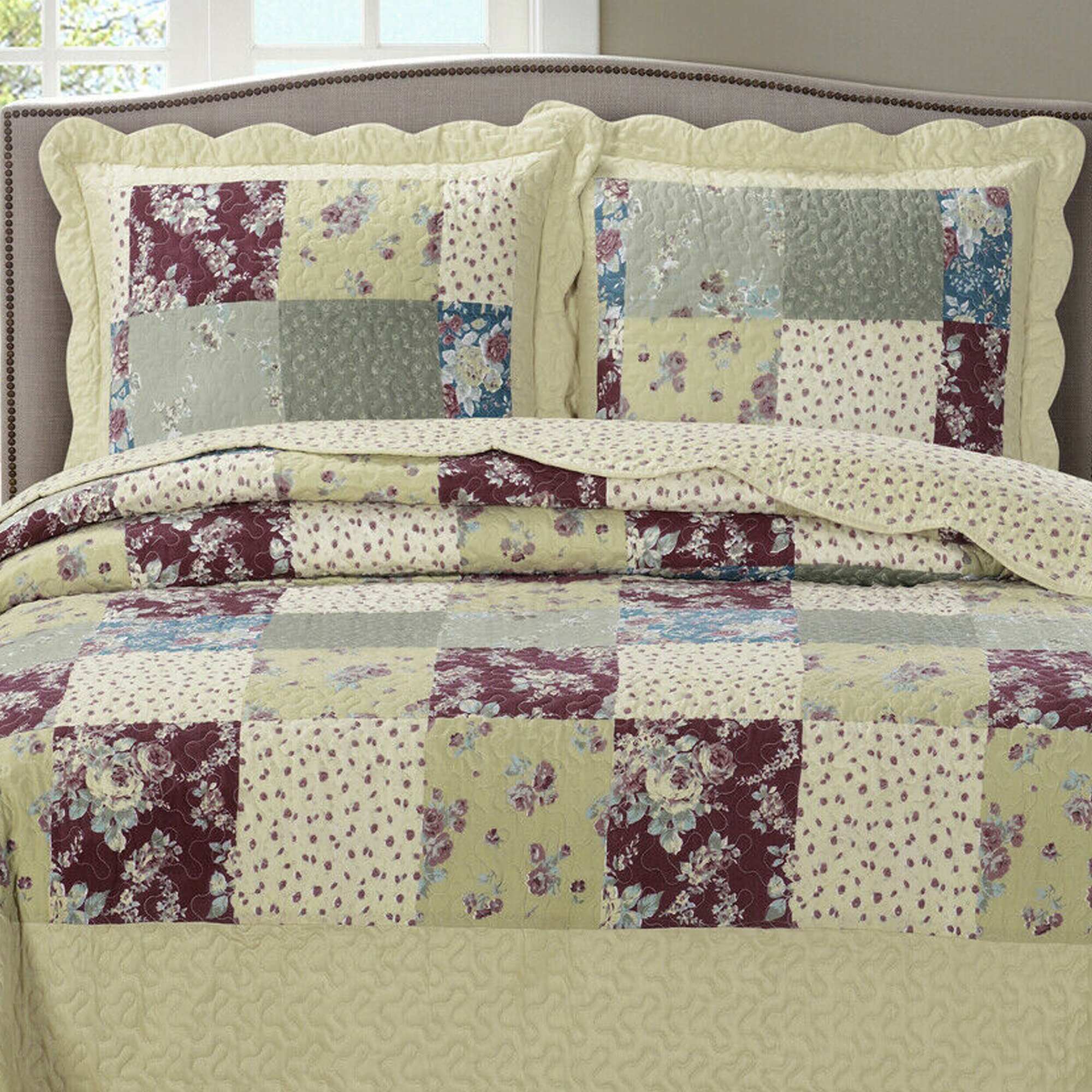 Luxury 2 Pieces Oversized Bedspread Set Reversible Quilt Twin Tania