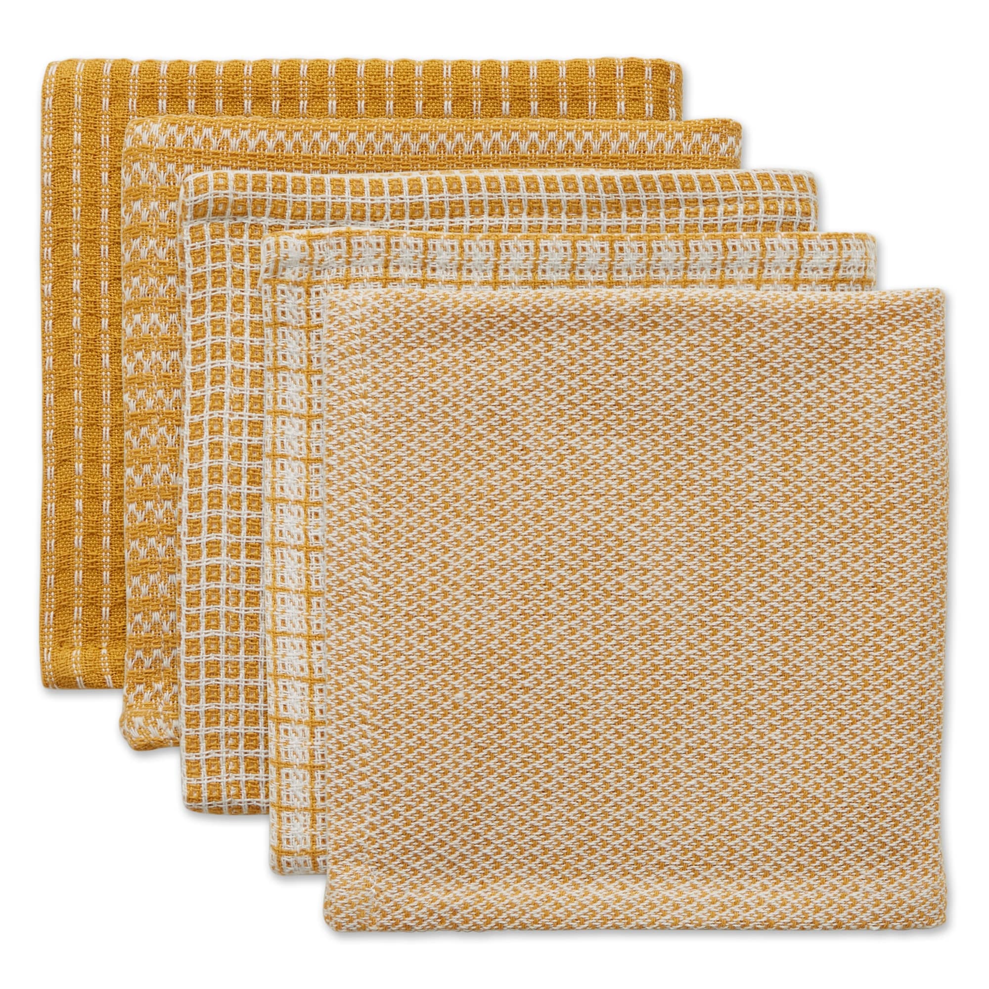 5-Piece Assorted Honey Gold and White Dish Cloth, 12" (Pack of 2)