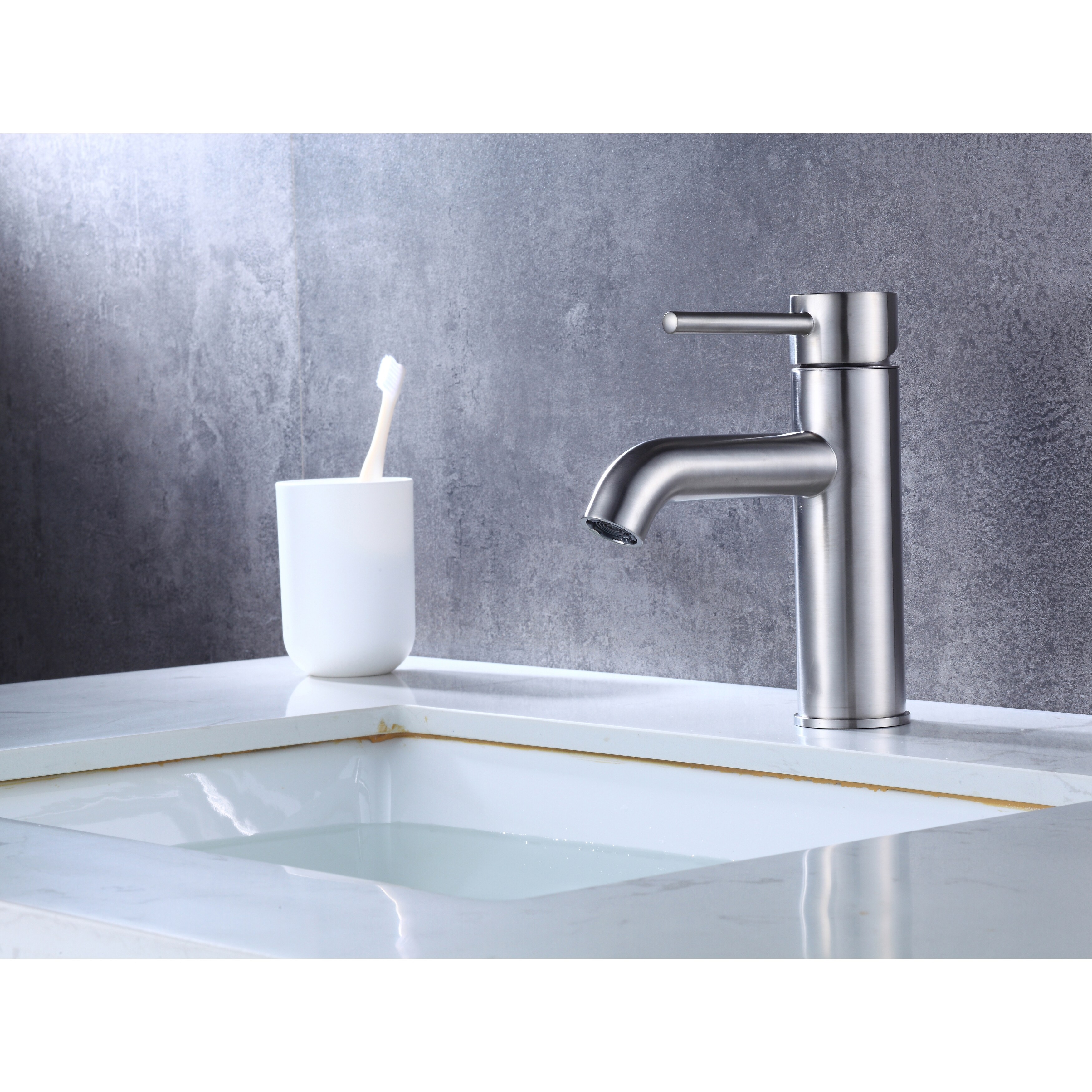 American Imaginations 1 Hole CUPC Approved Lead Free Brass Faucet Set In Brushed Nickel Color - Overflow Drain Incl.