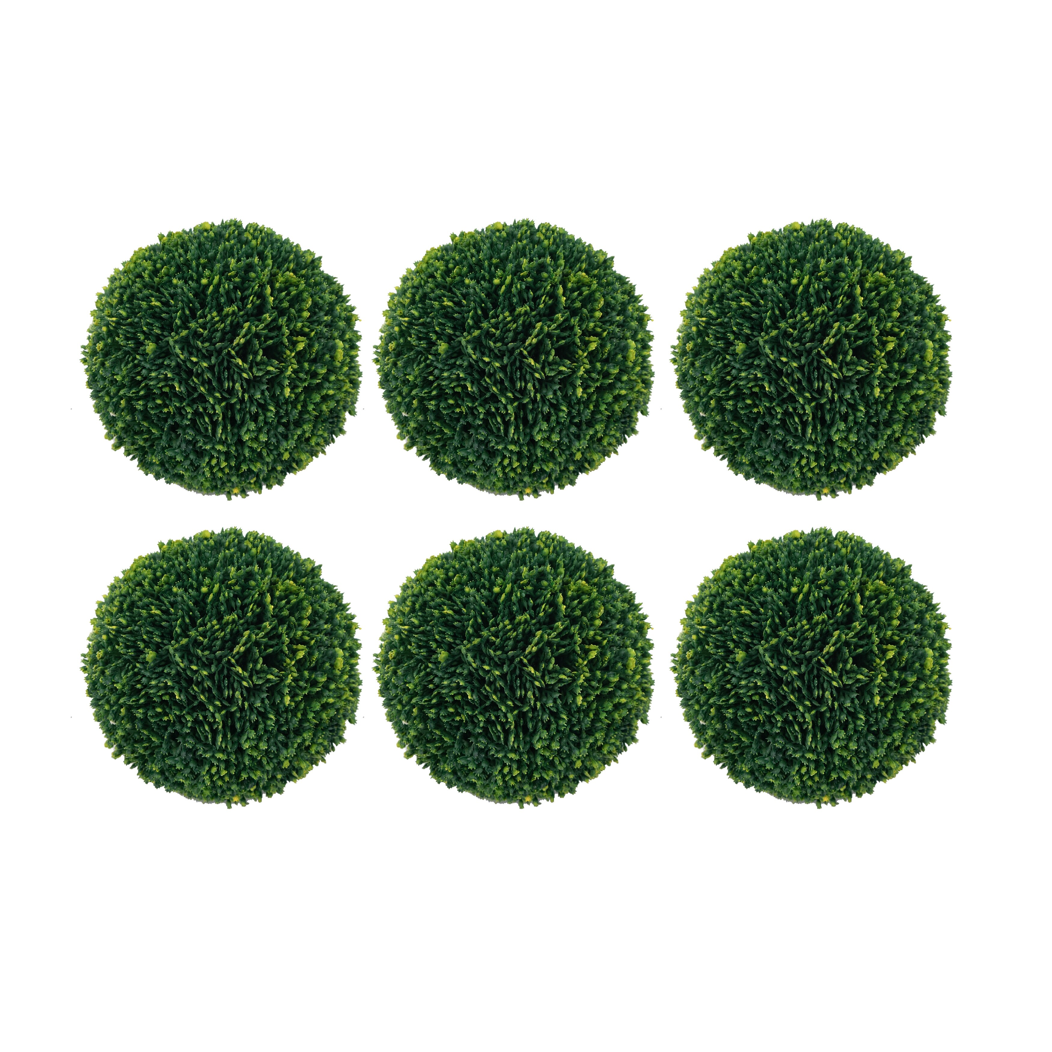 Faux Boxwood Ball Bowl Filler - Set of 6 - 4"Dia. - Green