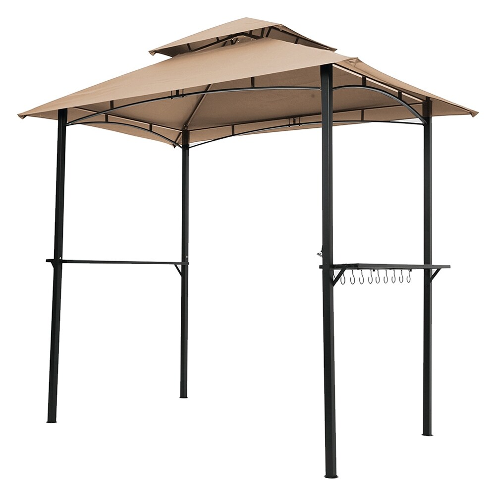 Outdoor Grill Gazebo,Shelter Tent,2-Tier Soft Top Canopy with hooks - Wine Red