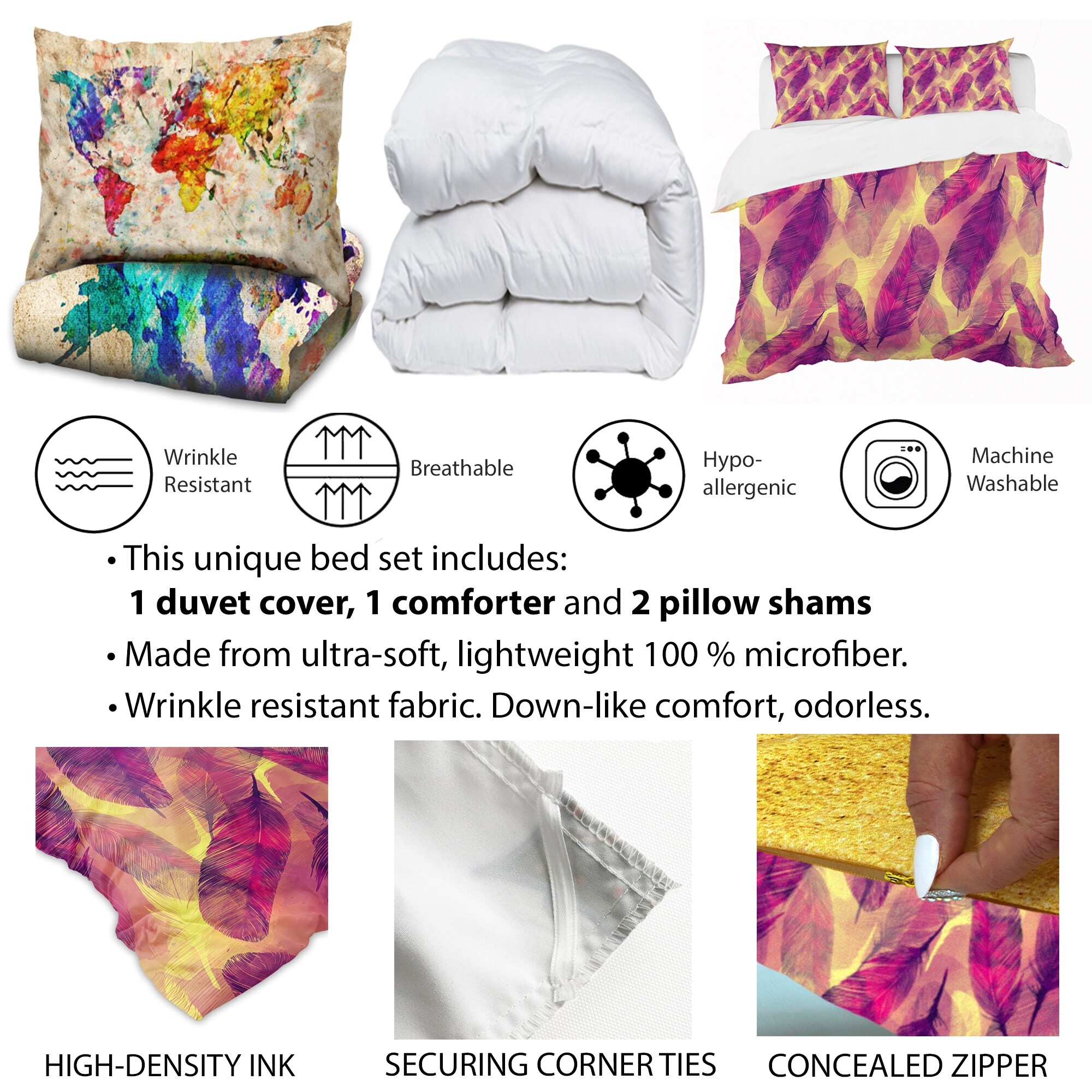 Designart 'Colorful Boho Feathers In Circle' Bohemian & Eclectic Duvet Cover Comforter Set